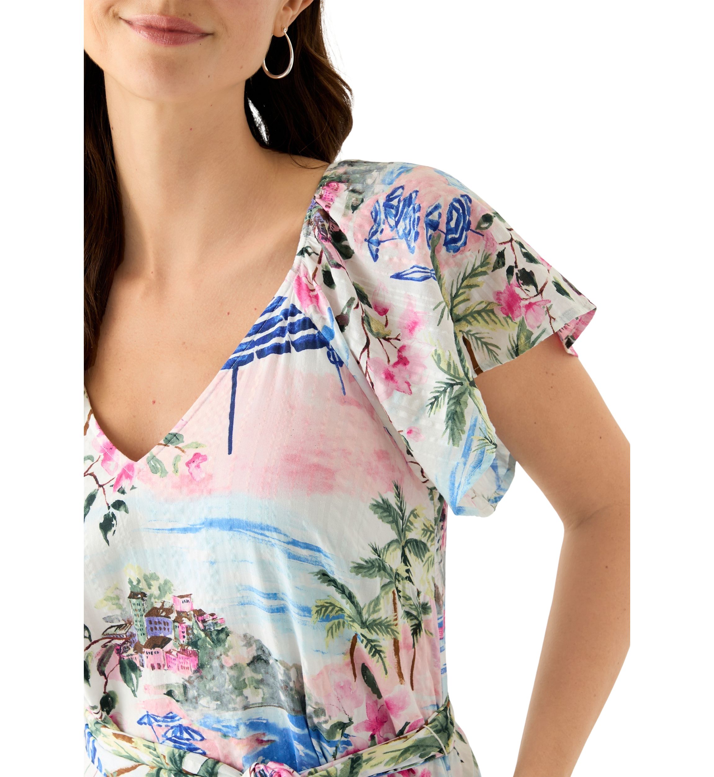 Womens Short Sleeve Paradise Shores Midi Dress