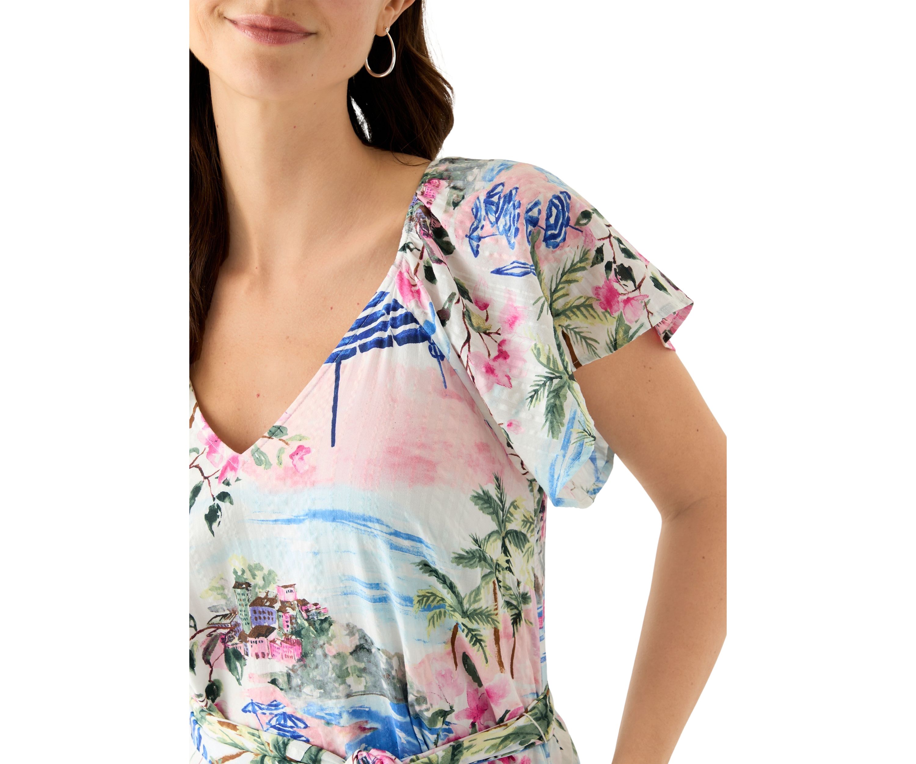Womens Short Sleeve Paradise Shores Midi Dress