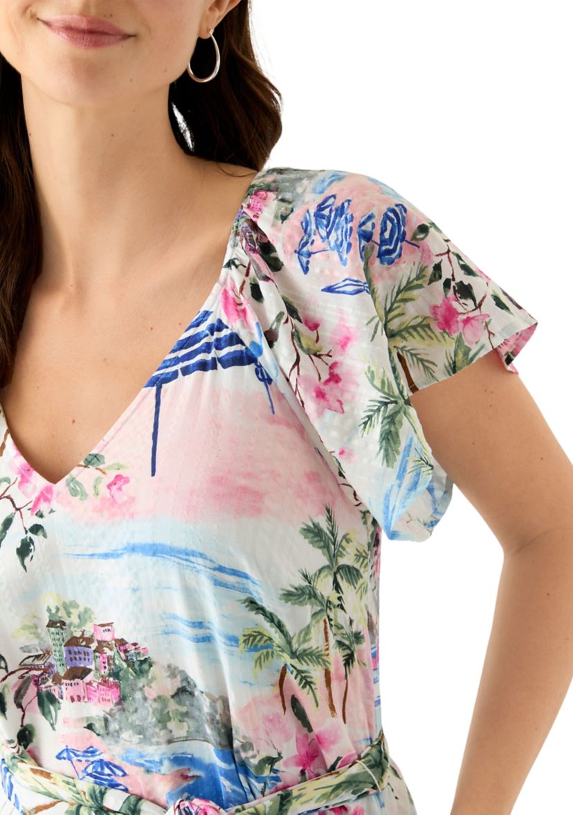 Womens Short Sleeve Paradise Shores Midi Dress