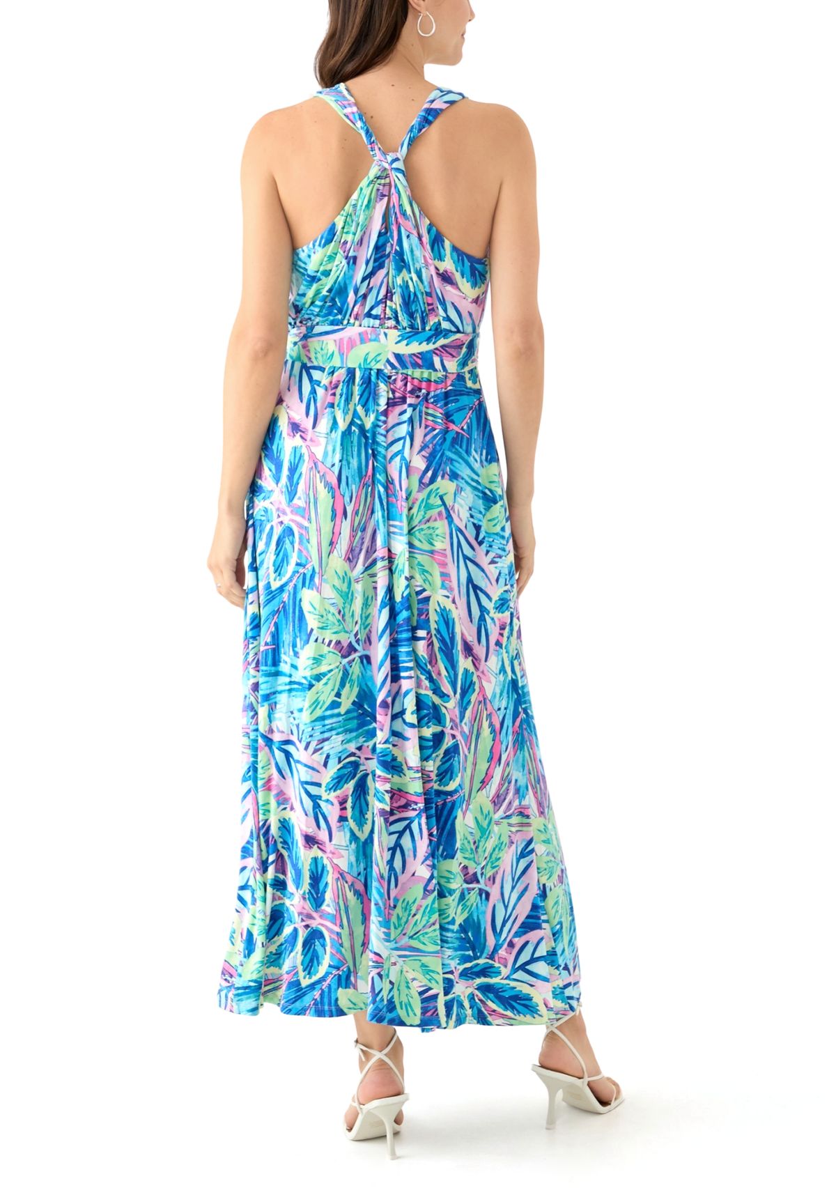 Womens Sleeveless Frond Grove Maxi Dress