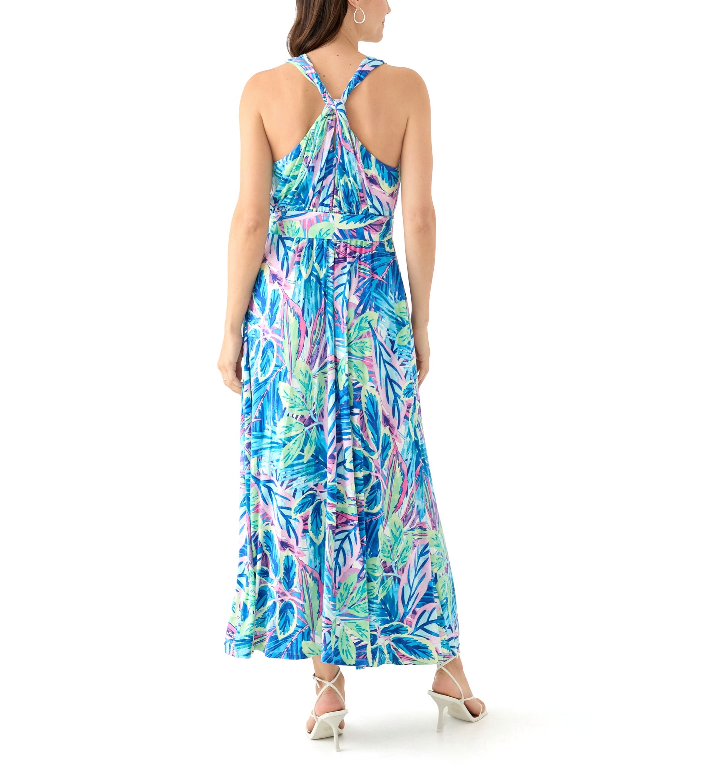 Womens Sleeveless Frond Grove Maxi Dress