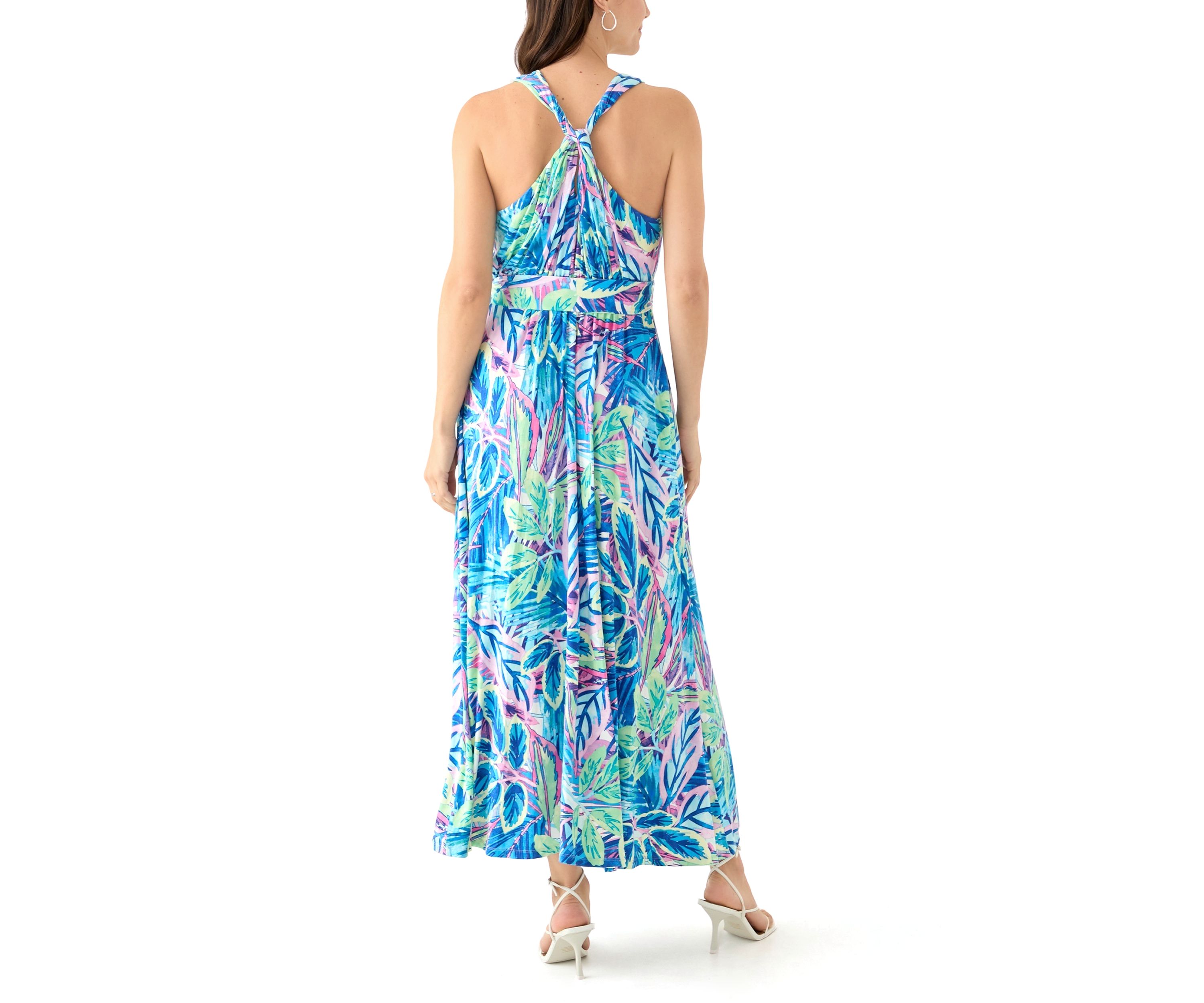 Womens Sleeveless Frond Grove Maxi Dress