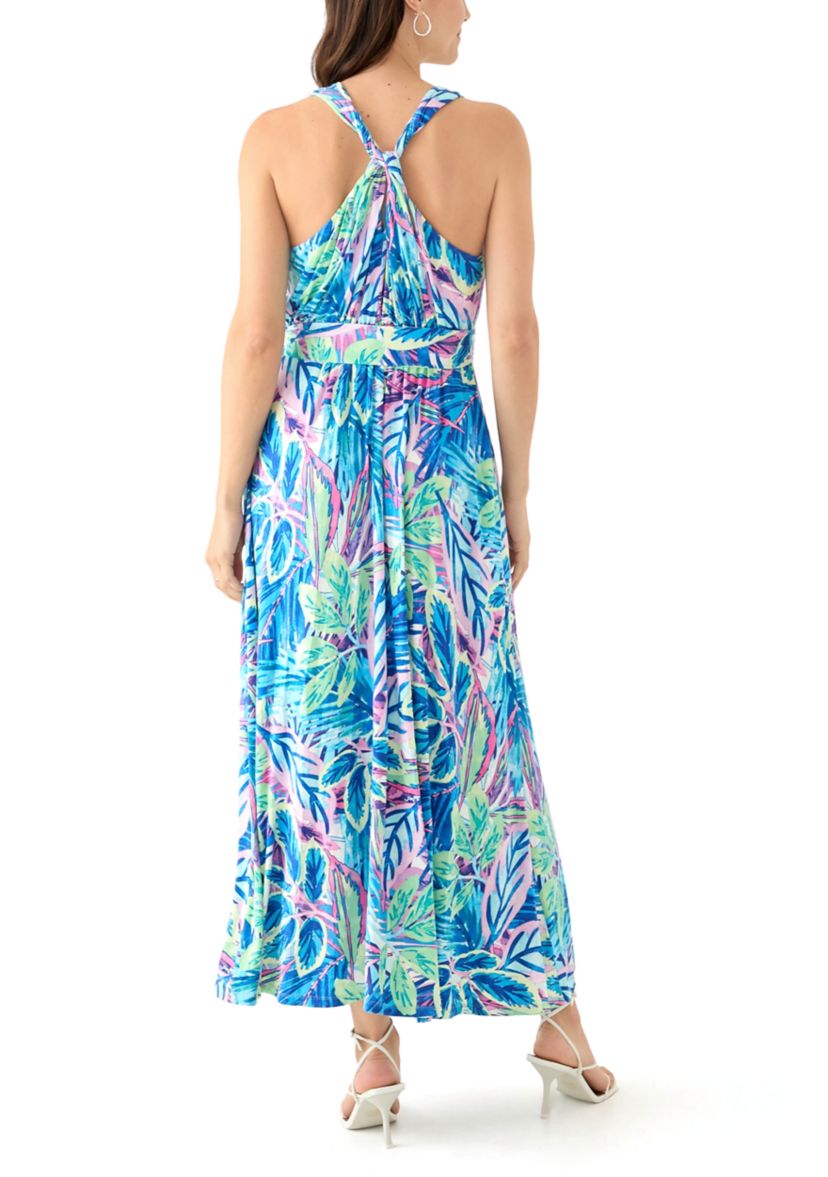 Womens Sleeveless Frond Grove Maxi Dress