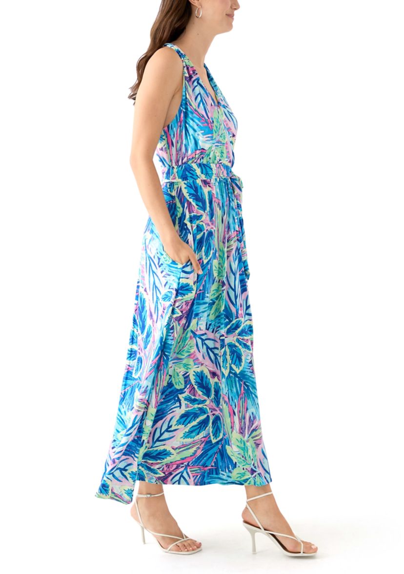 Womens Sleeveless Frond Grove Maxi Dress