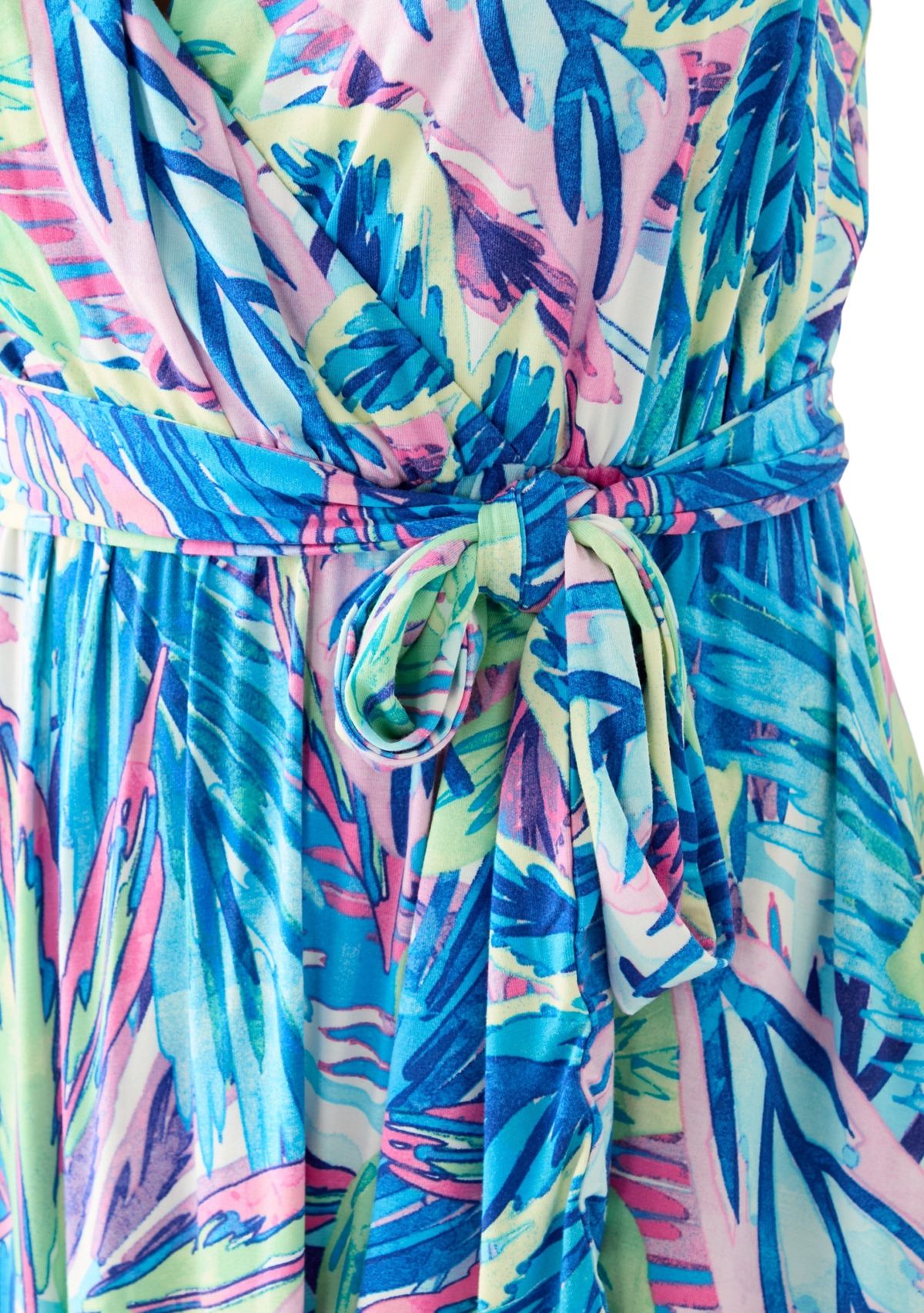 Womens Sleeveless Frond Grove Maxi Dress