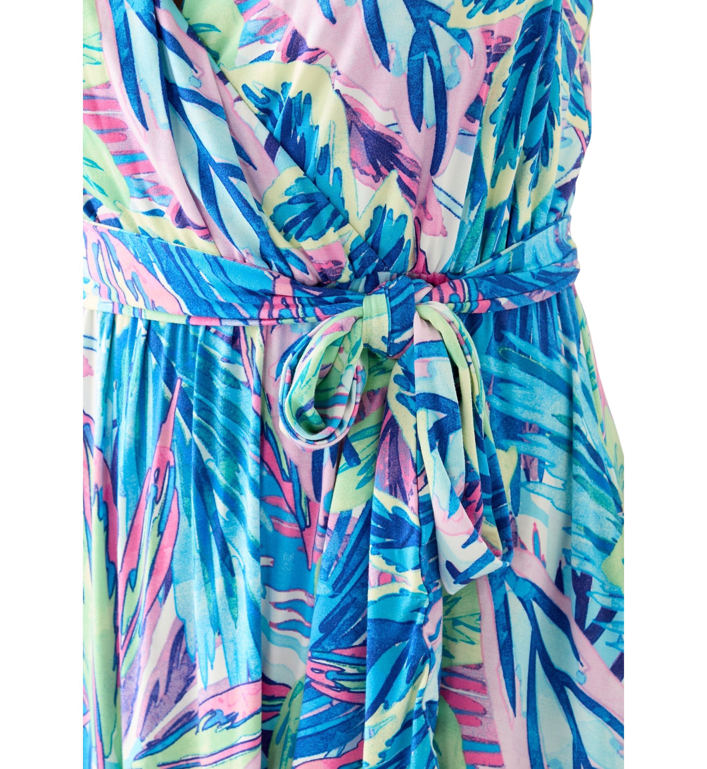 Womens Sleeveless Frond Grove Maxi Dress