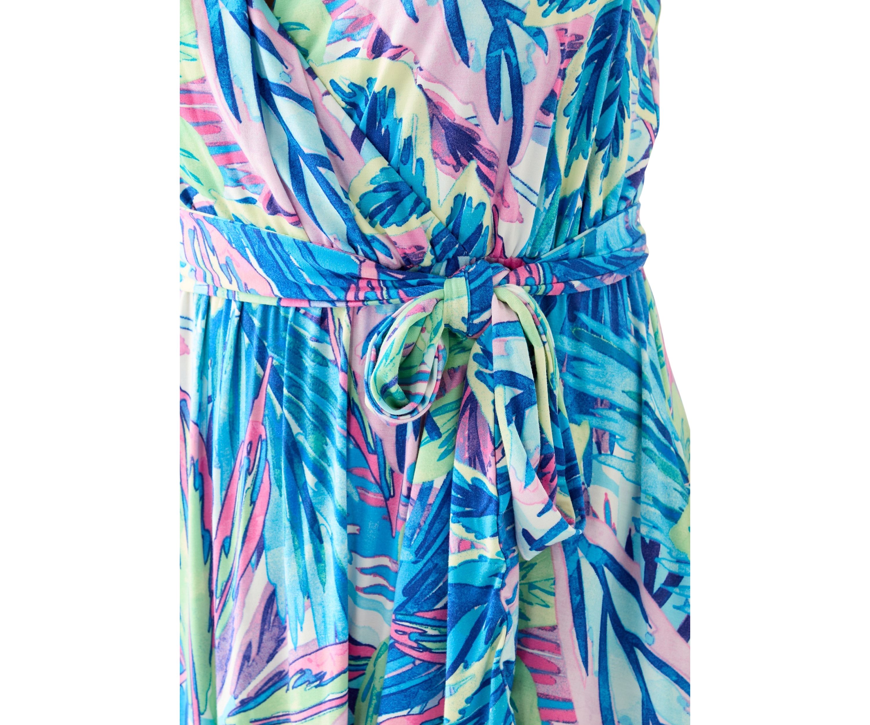 Womens Sleeveless Frond Grove Maxi Dress