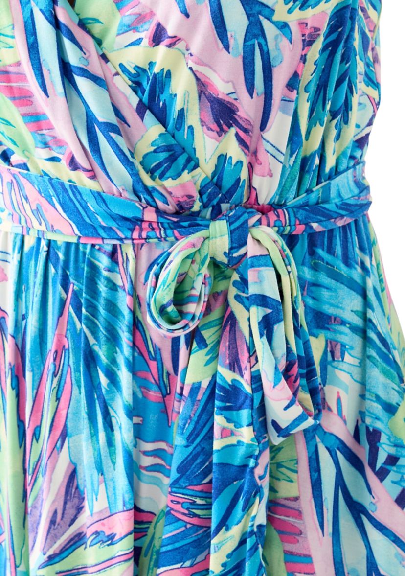 Womens Sleeveless Frond Grove Maxi Dress