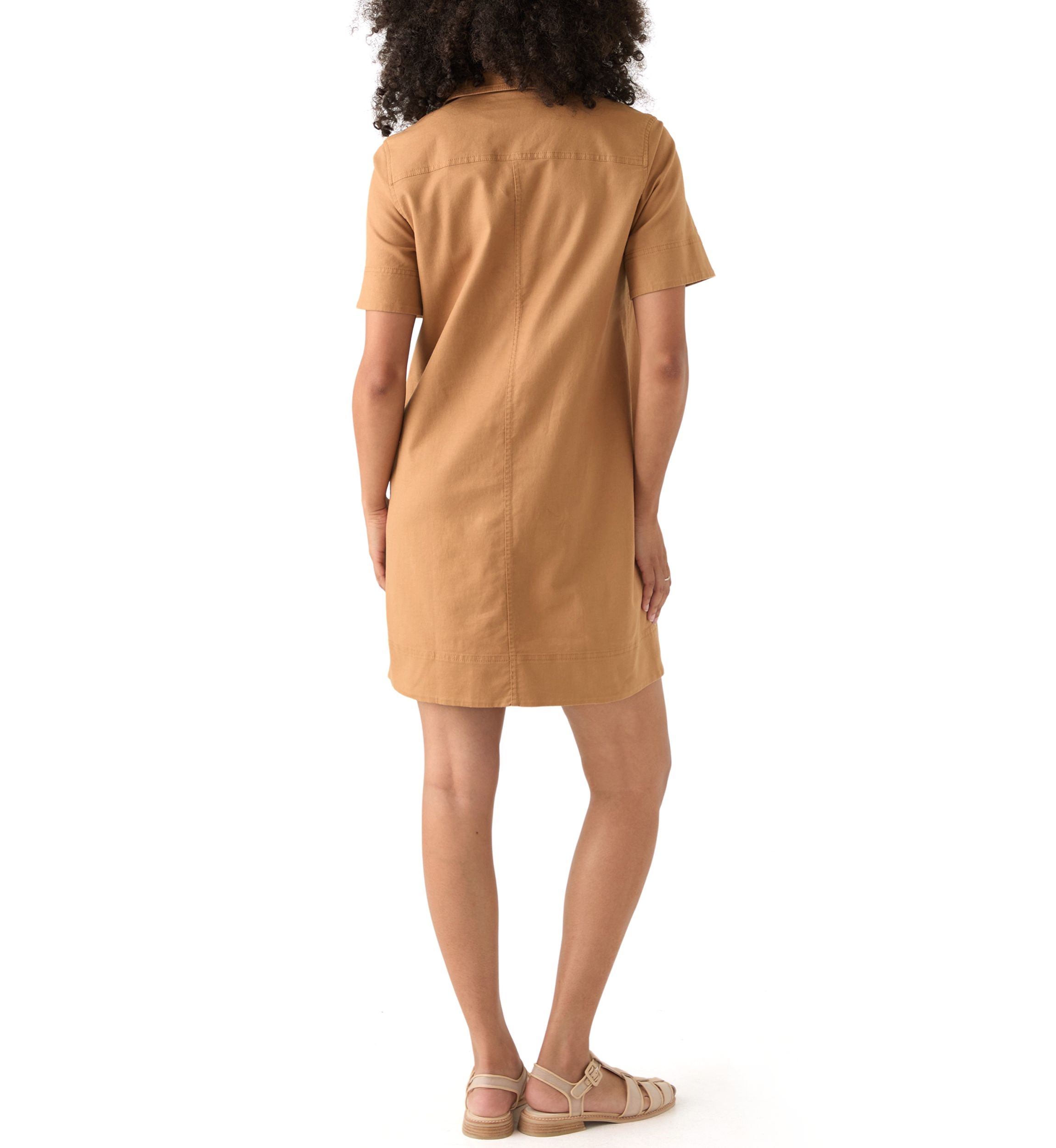 Womens Utility Twill Short Sleeve Shift Dress