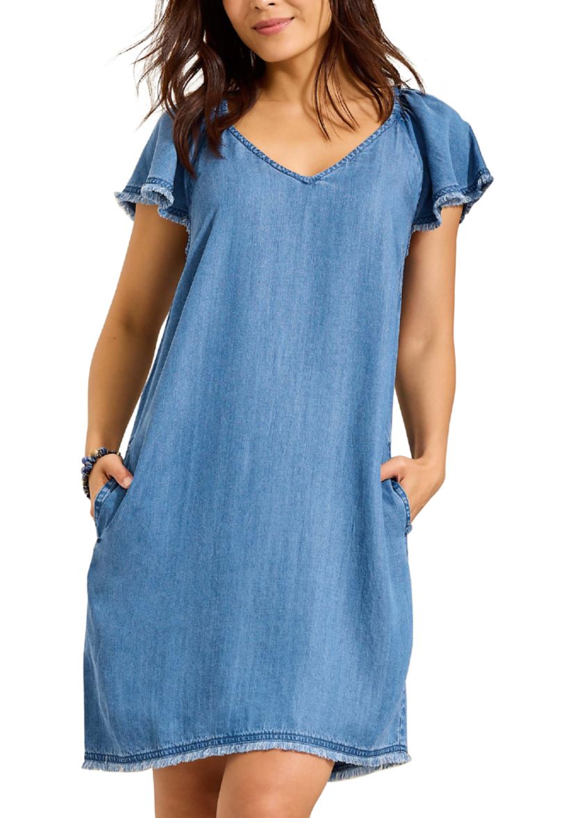 Tommy Bahama Women's Chambray Flutter Shift Dress | Belk