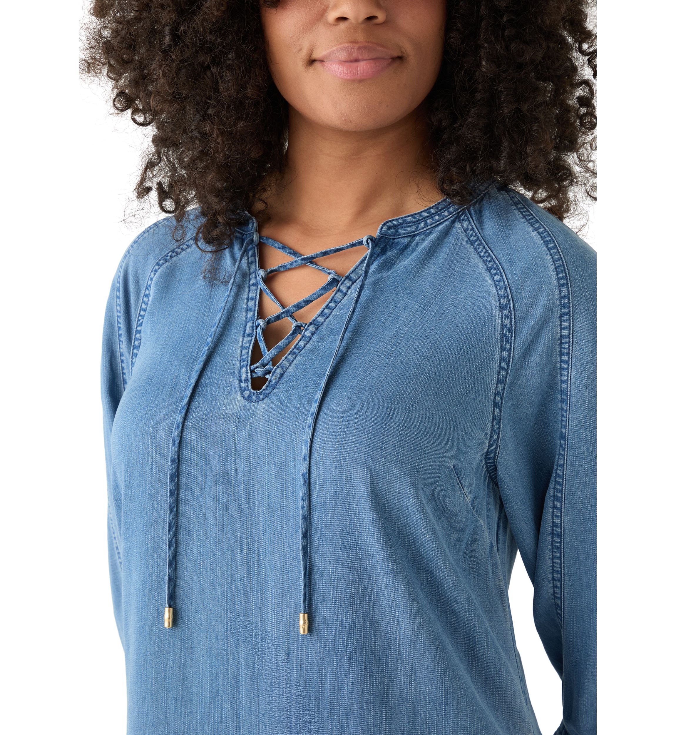 Chambray O Lei Laceup Dress 