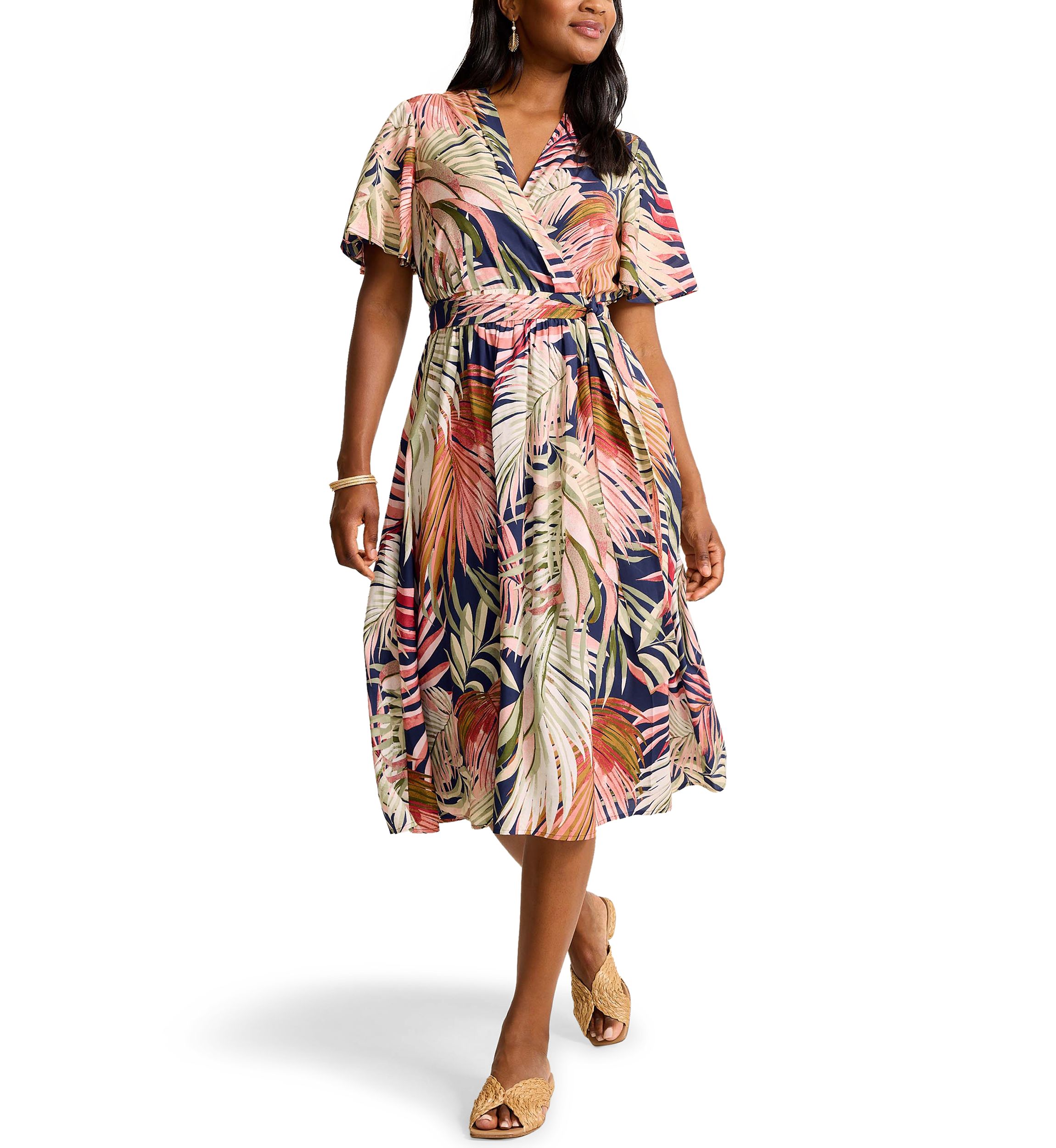 Womens Palm Canyon Short Sleeve Midi Dress 