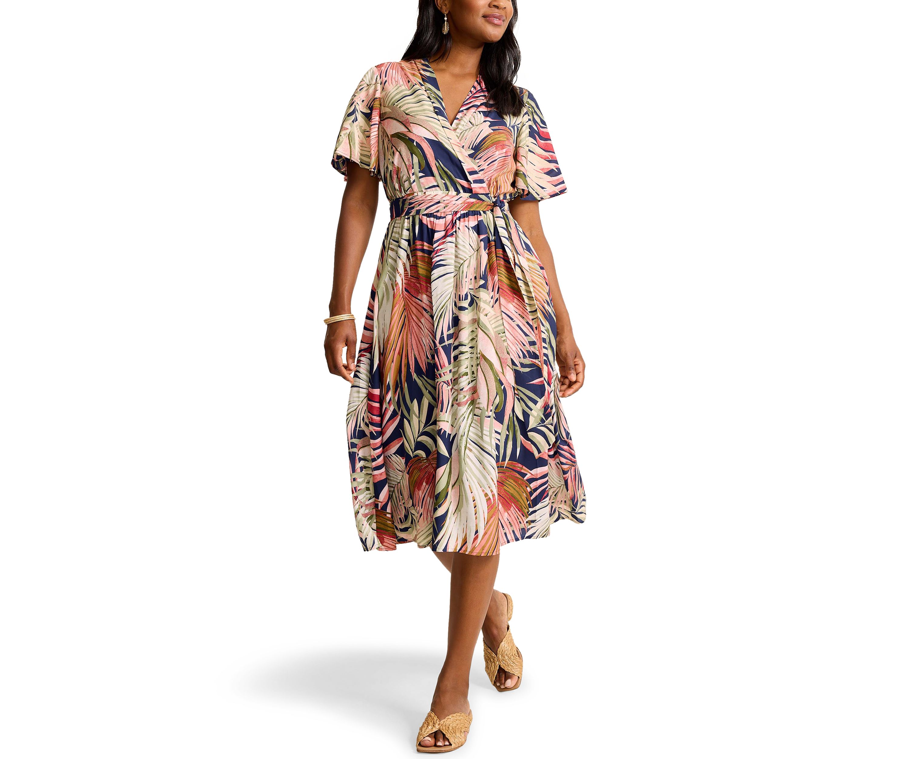 Womens Palm Canyon Short Sleeve Midi Dress 