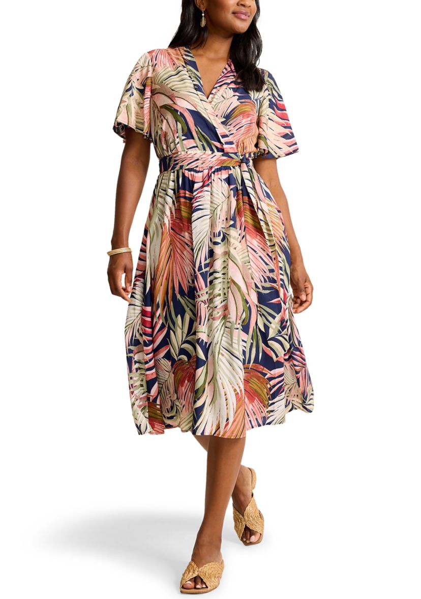 Womens Palm Canyon Short Sleeve Midi Dress 