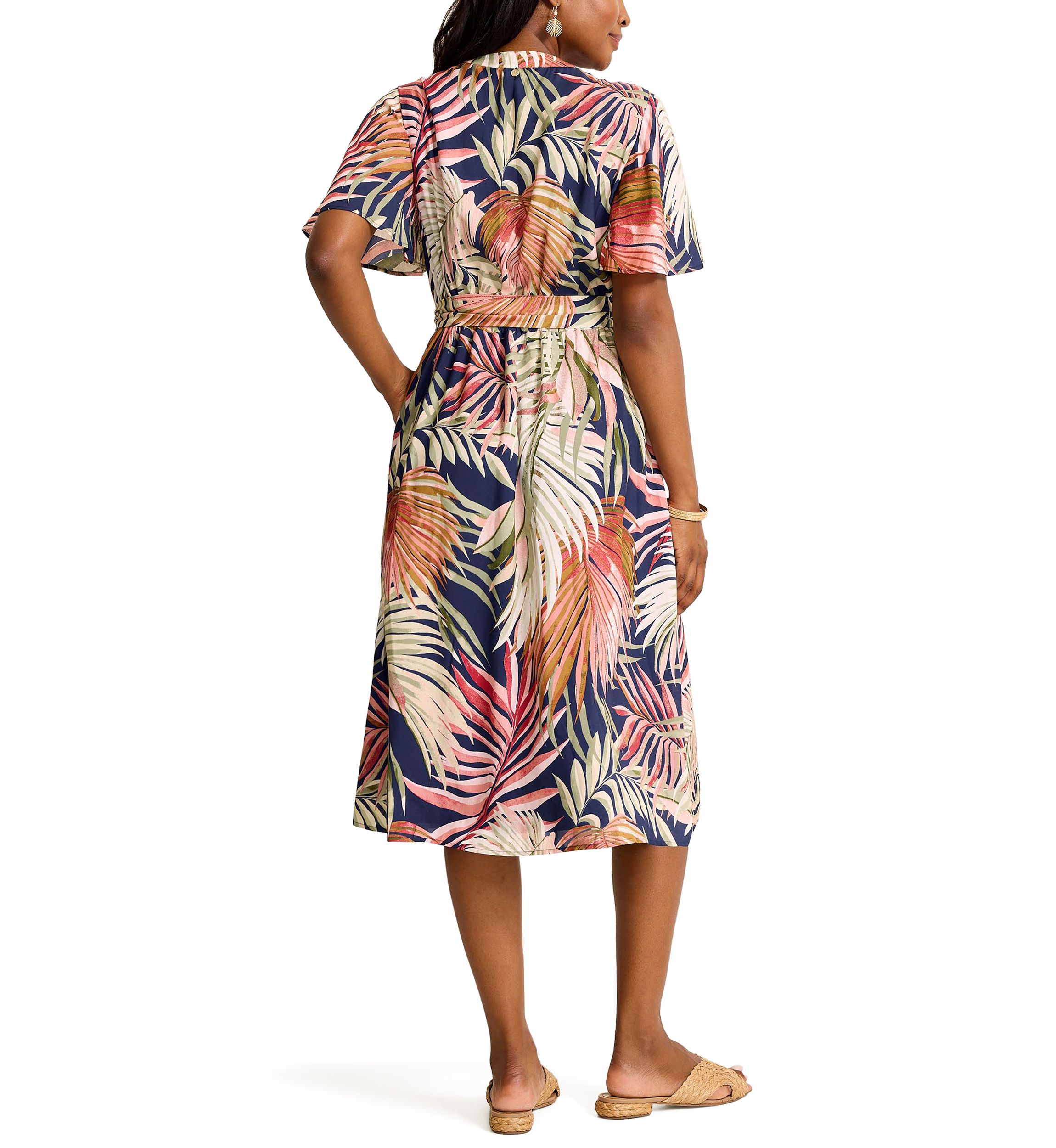 Womens Palm Canyon Short Sleeve Midi Dress 