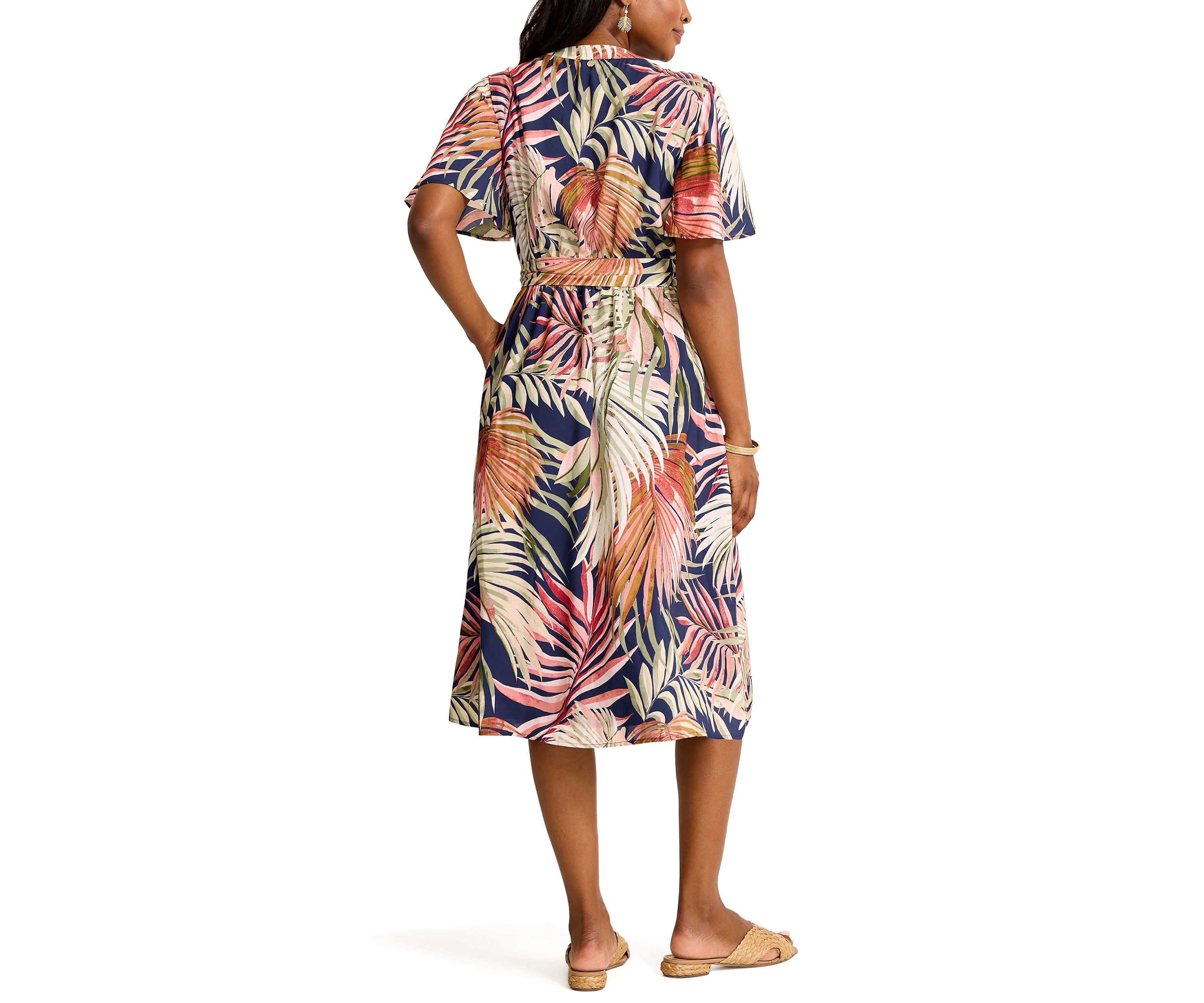 Womens Palm Canyon Short Sleeve Midi Dress 