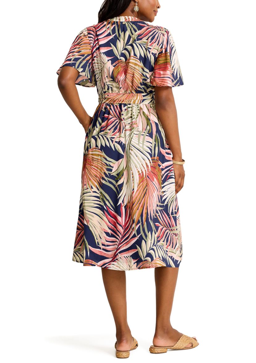 Womens Palm Canyon Short Sleeve Midi Dress 