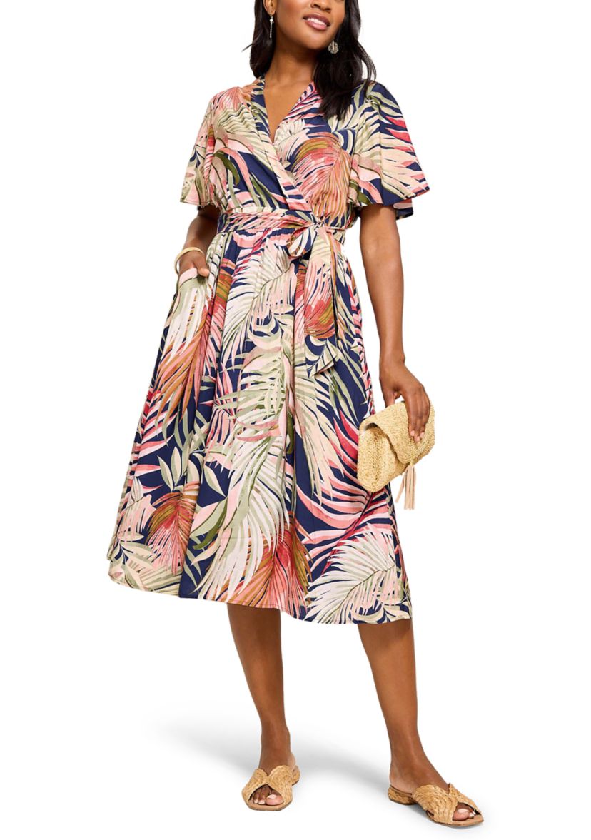 Womens Palm Canyon Short Sleeve Midi Dress 