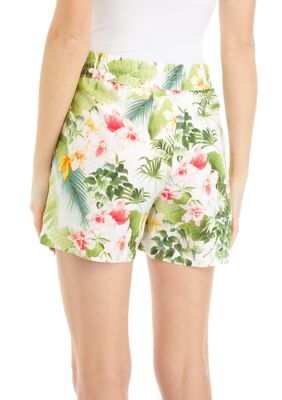 Lucky Brand Womens Size 2 Yellow Black River Rose Floral Linen Shorts Casual