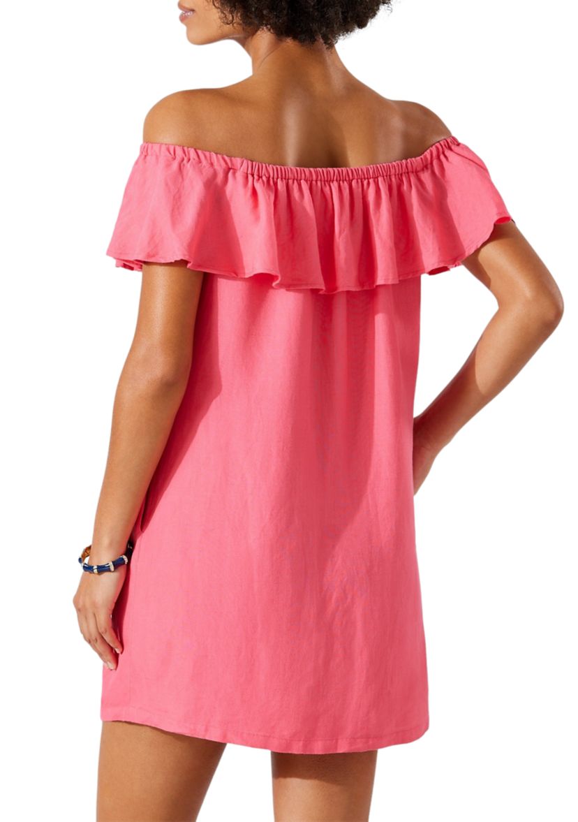 St. Lucia Linen Off-the-Shoulder Cover Up Dress