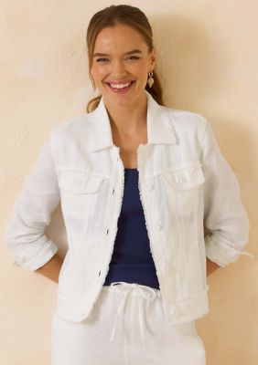 Tommy Bahama Women's Two Palms Linen Jacket, White, XL