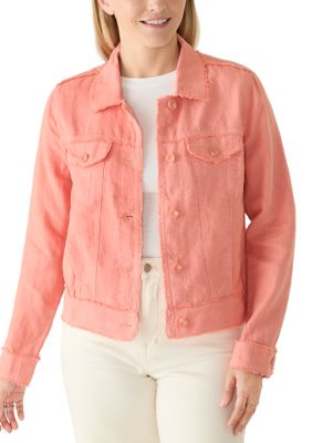 Tommy Bahama Women's Two Palms Linen Jacket, Peach, XL