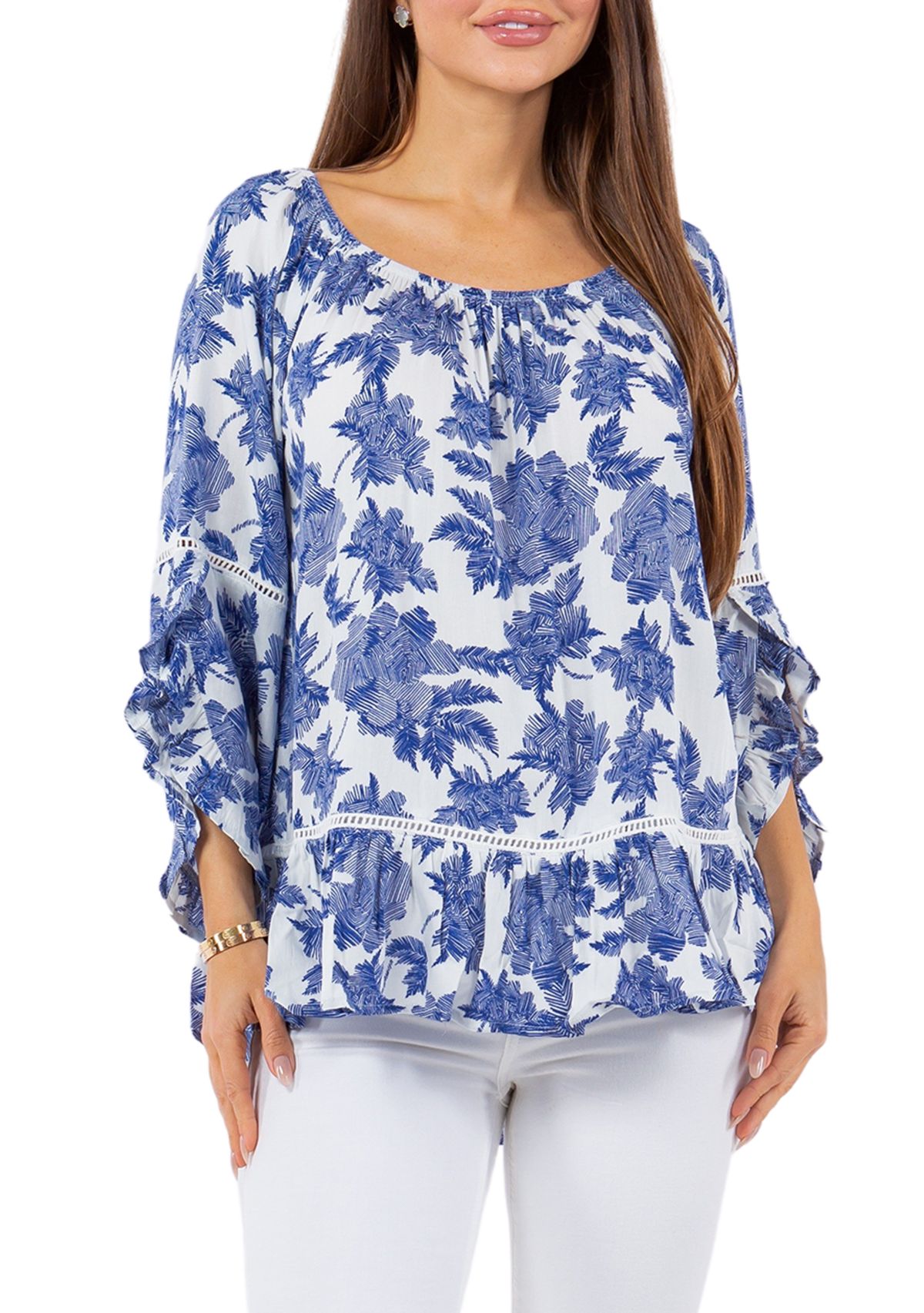Womens Symphony Sleeve Printed Blouse