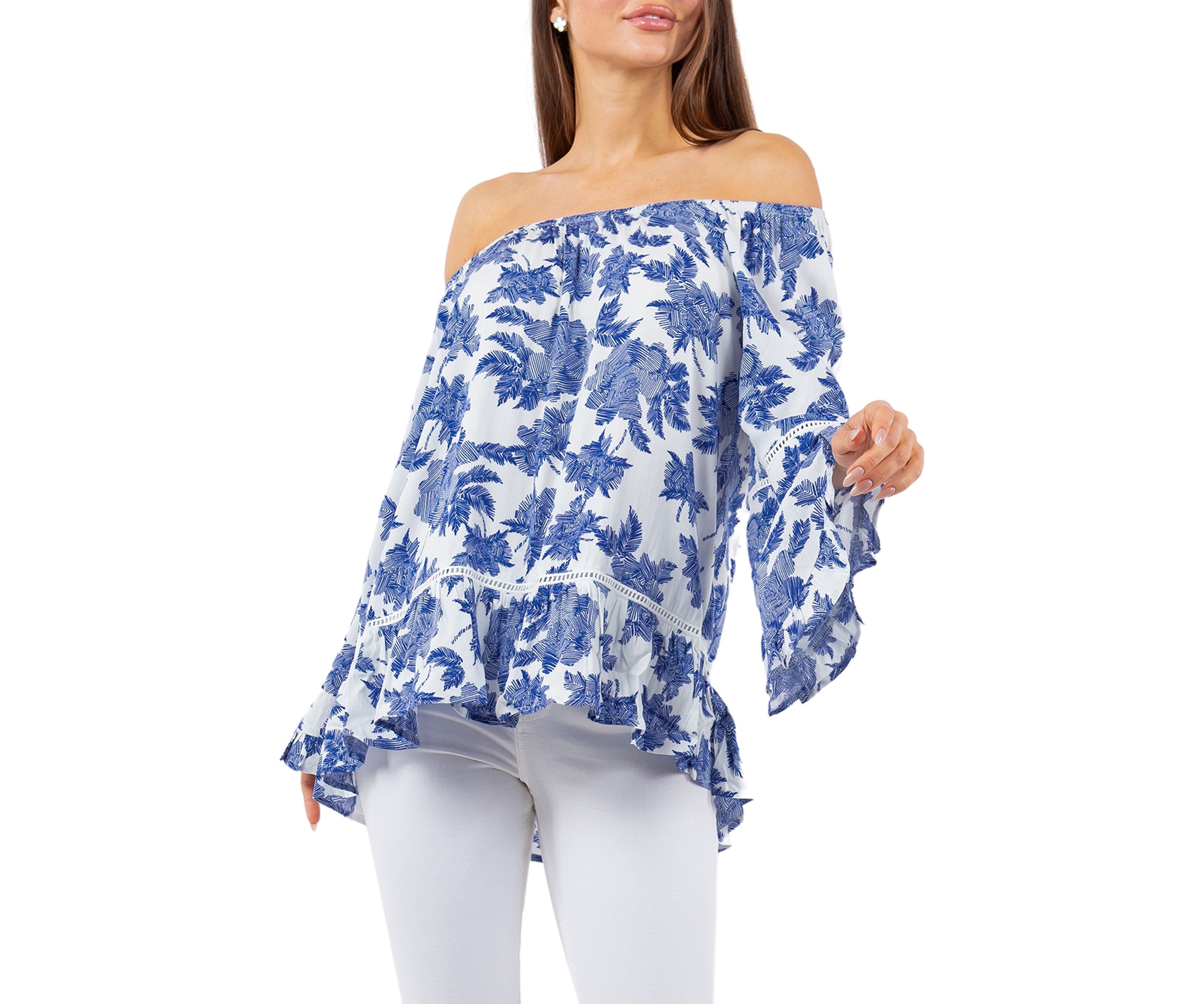 Womens Symphony Sleeve Printed Blouse