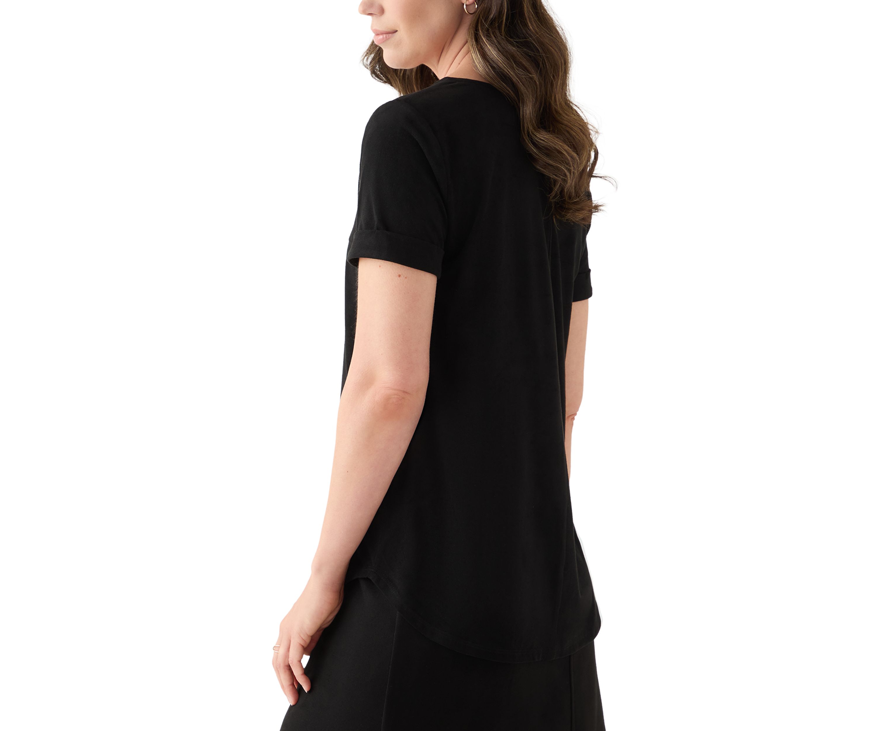 Womens Short Sleeve Faux Suede Top
