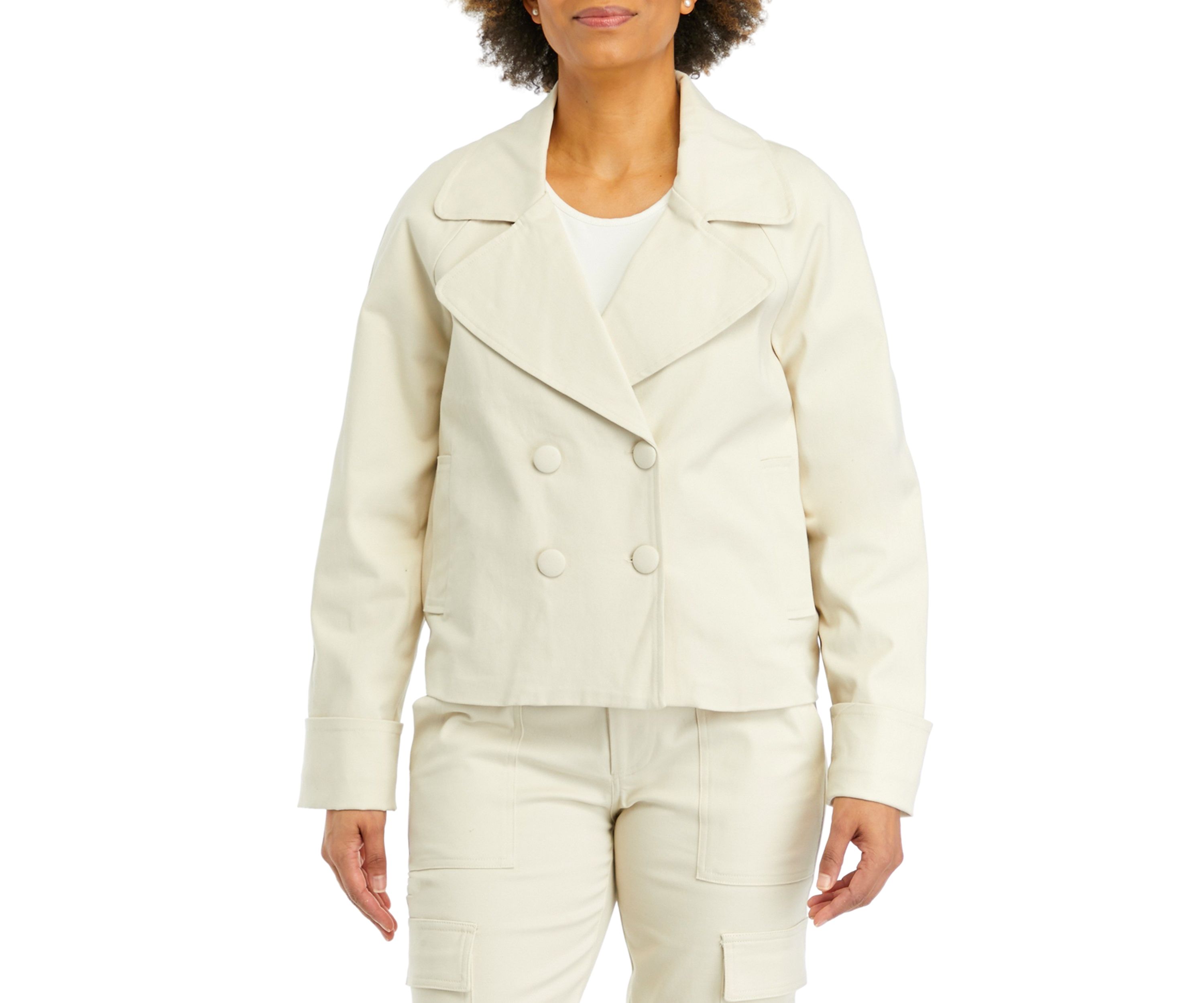 Womens Short Trench Jacket with Back Belt