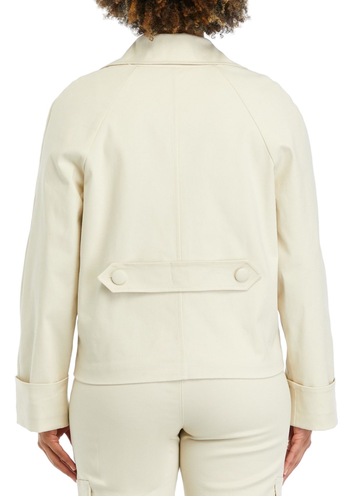 Womens Short Trench Jacket with Back Belt
