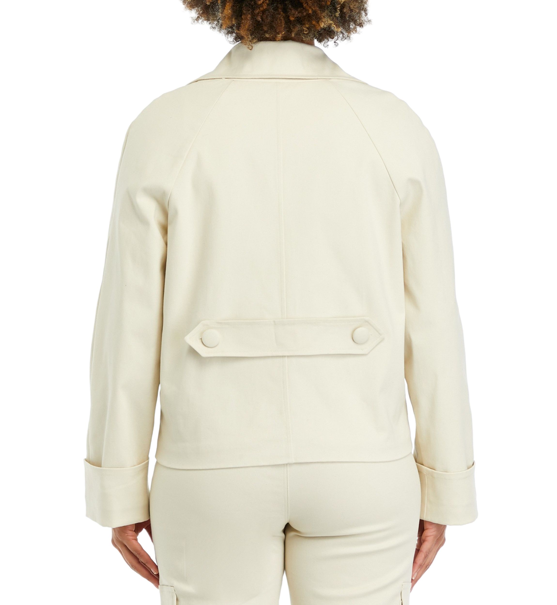 Womens Short Trench Jacket with Back Belt