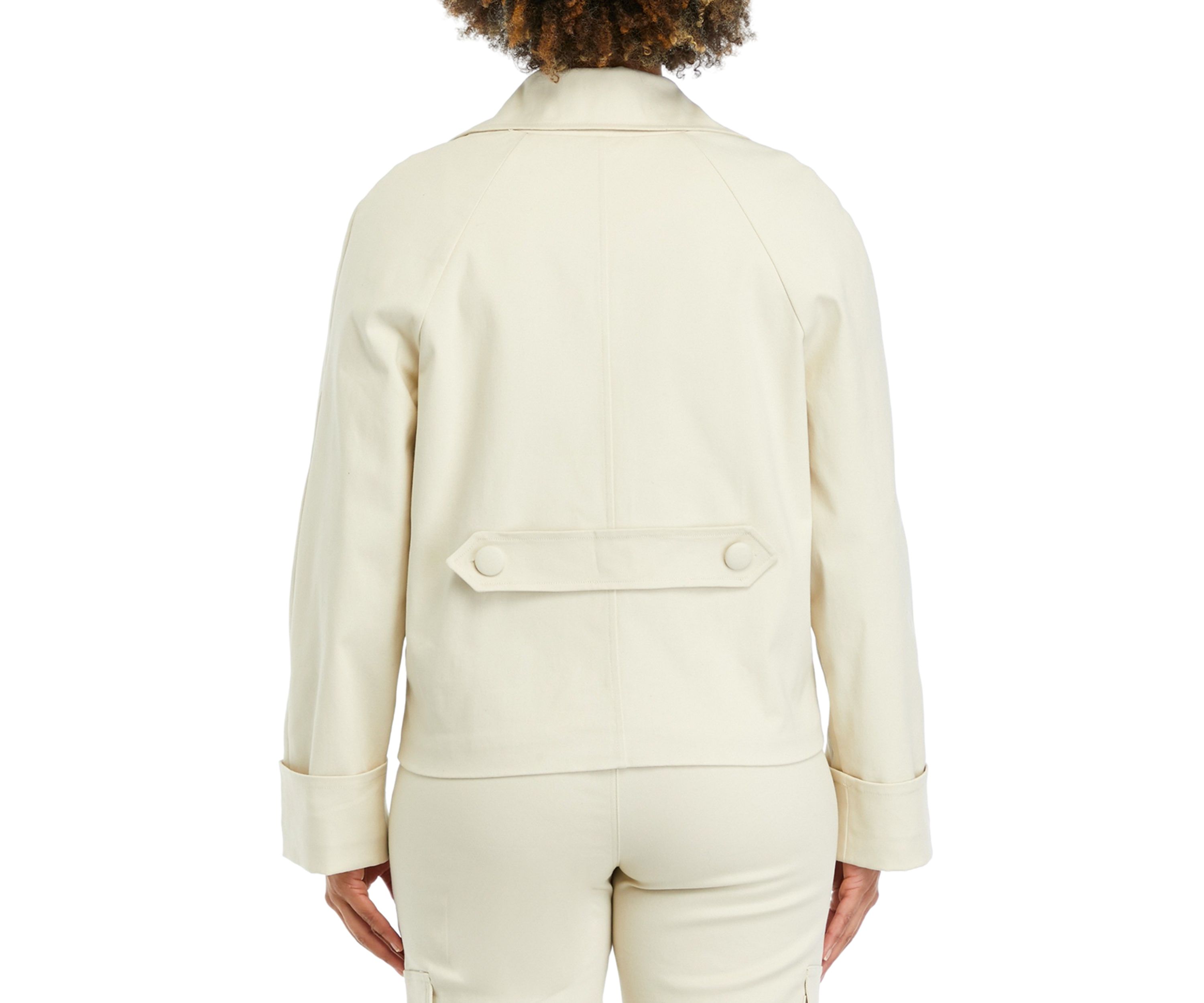 Womens Short Trench Jacket with Back Belt