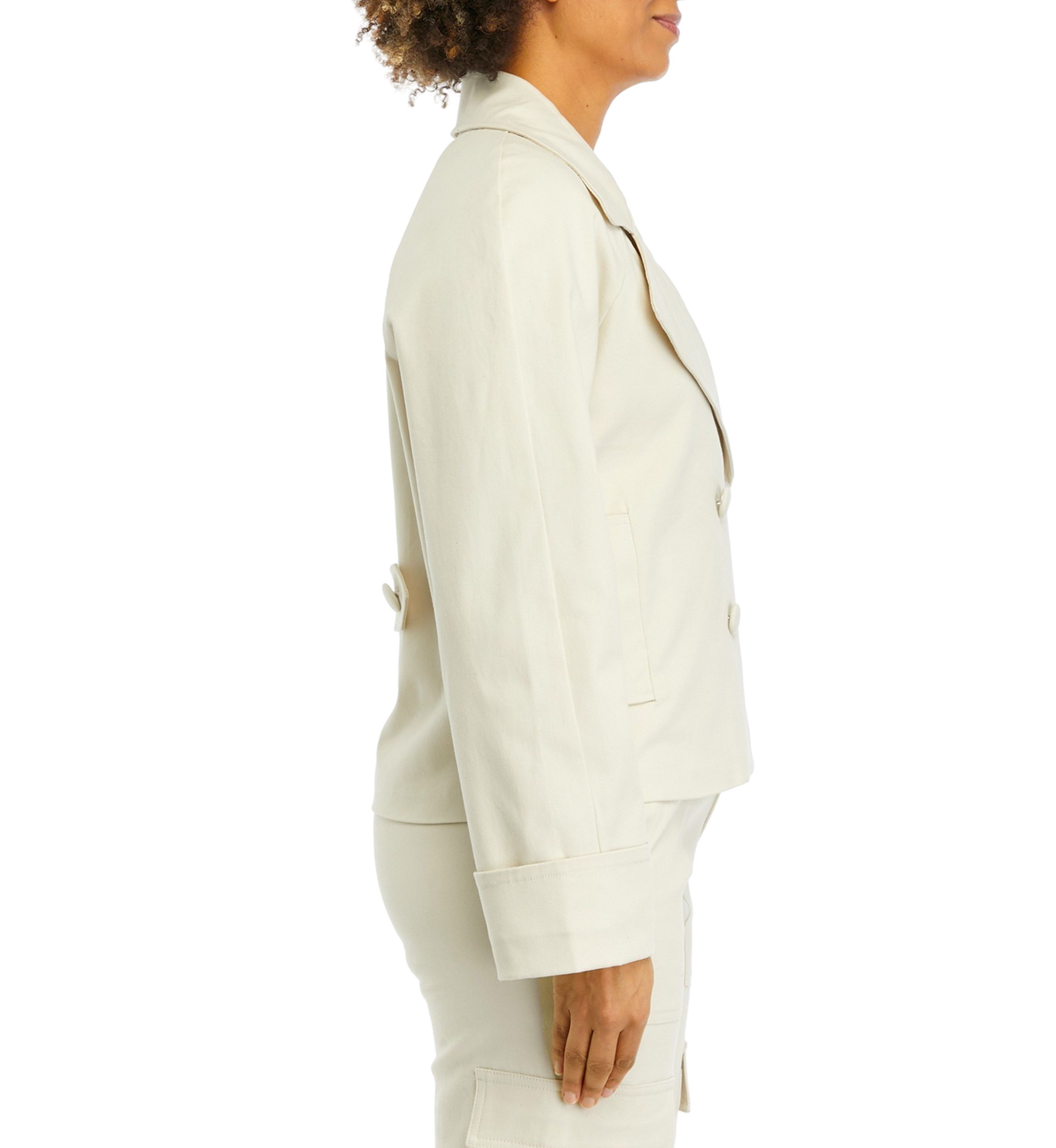 Womens Short Trench Jacket with Back Belt