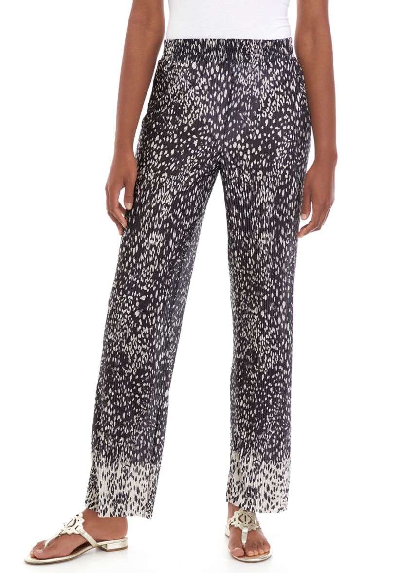 Womens Print Boudre Pleat Pull On Pants 