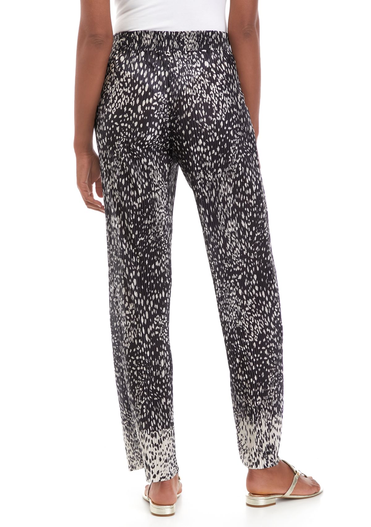 Womens Print Boudre Pleat Pull On Pants 