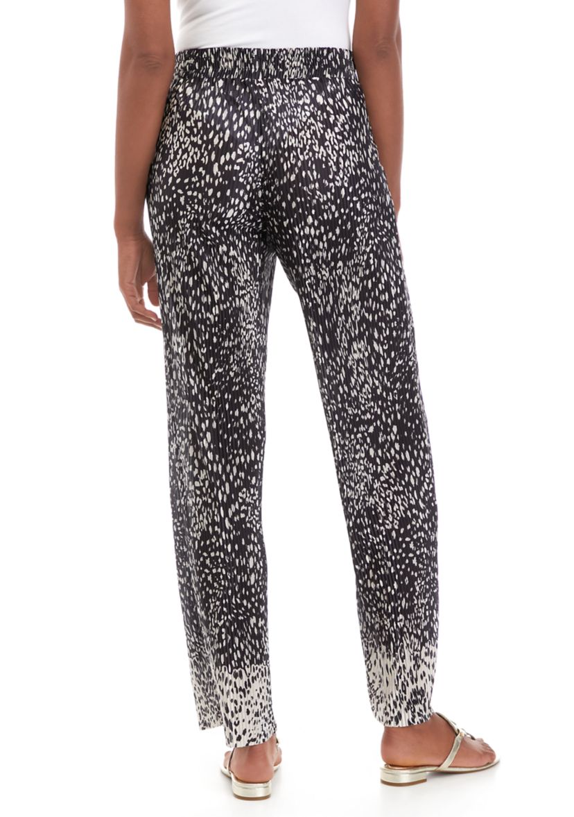 Womens Print Boudre Pleat Pull On Pants 