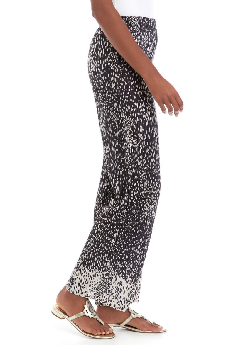 Womens Print Boudre Pleat Pull On Pants 