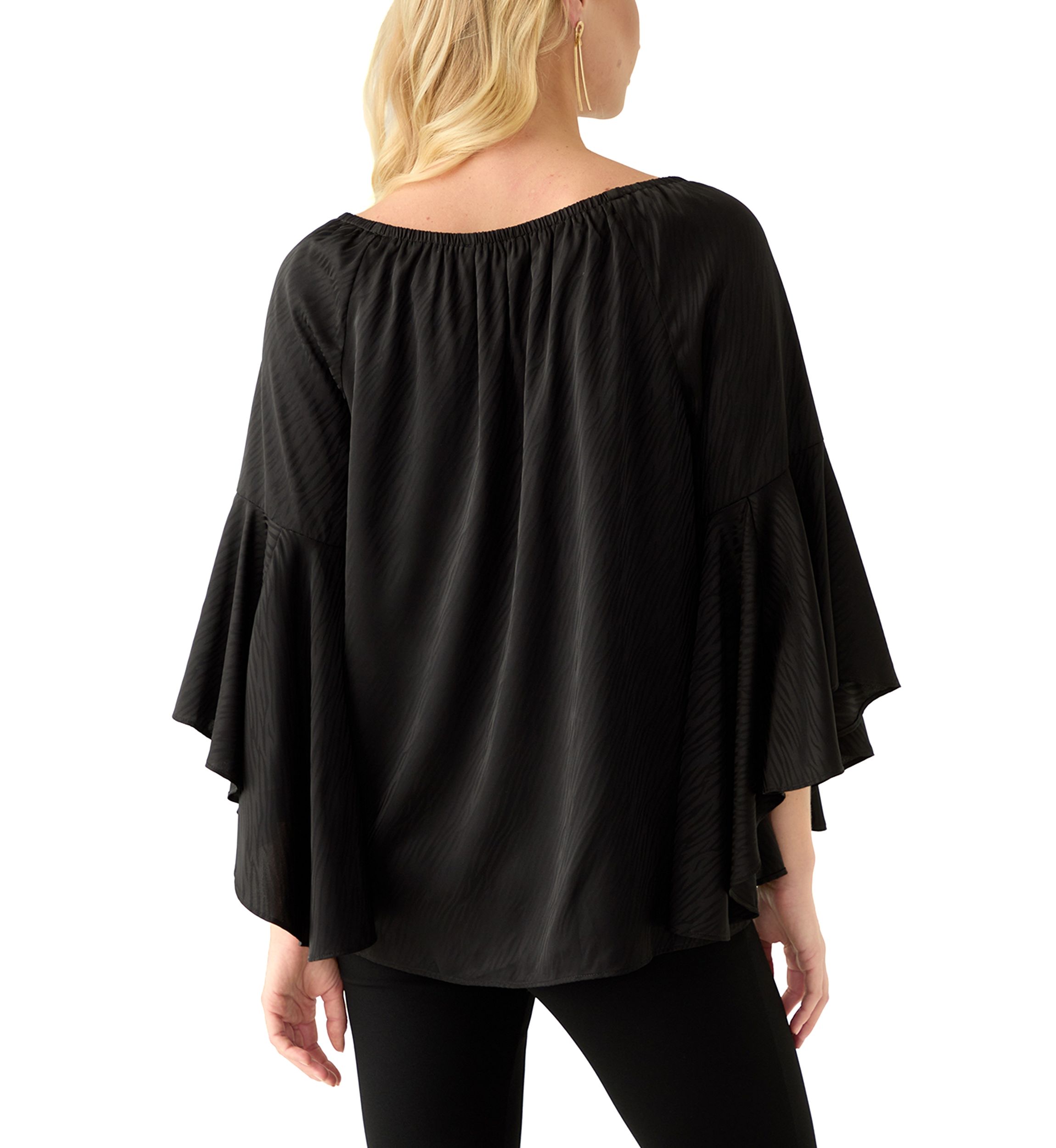 Womens Tulip Sleeve Satin Blouse