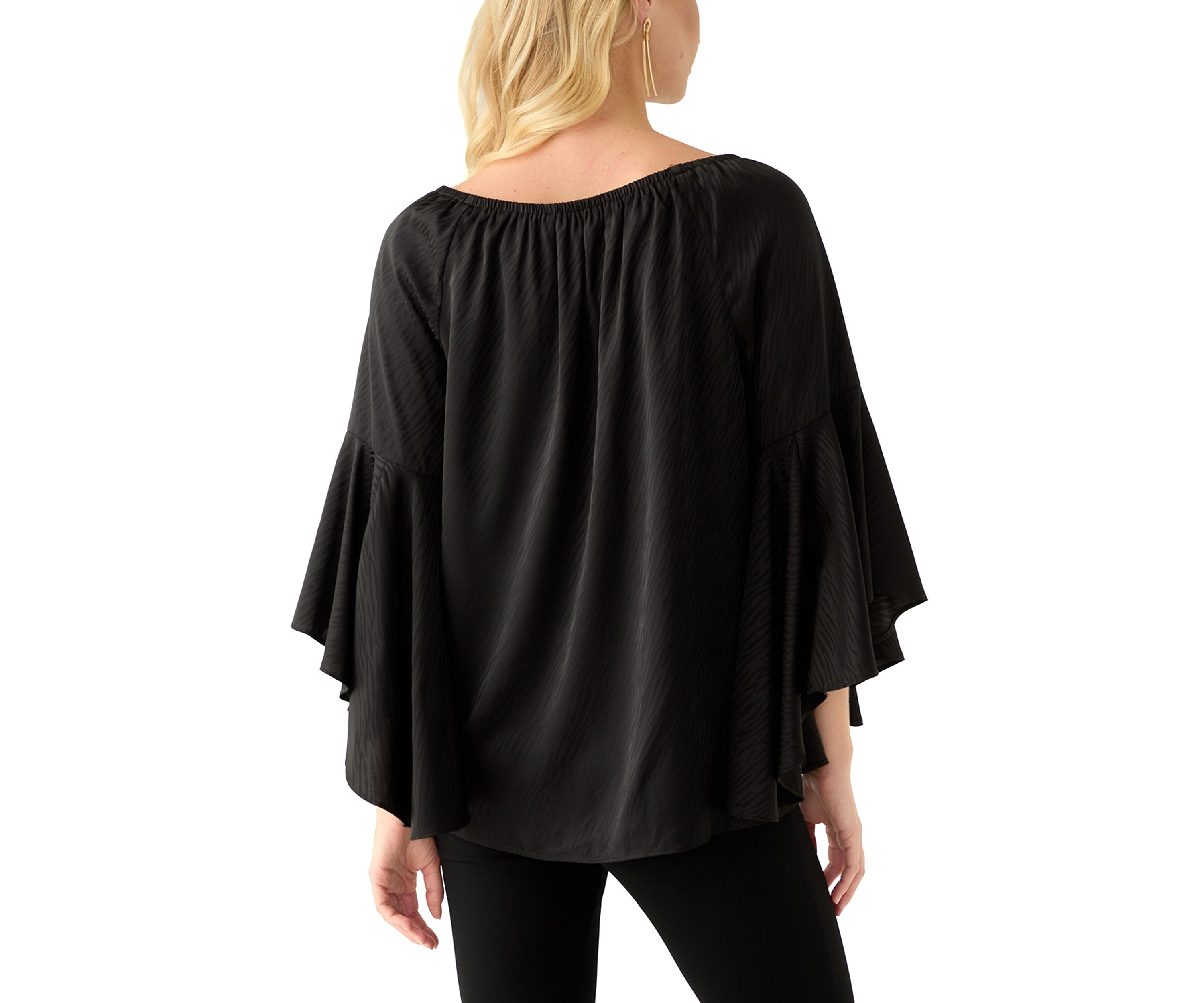 Womens Tulip Sleeve Satin Blouse