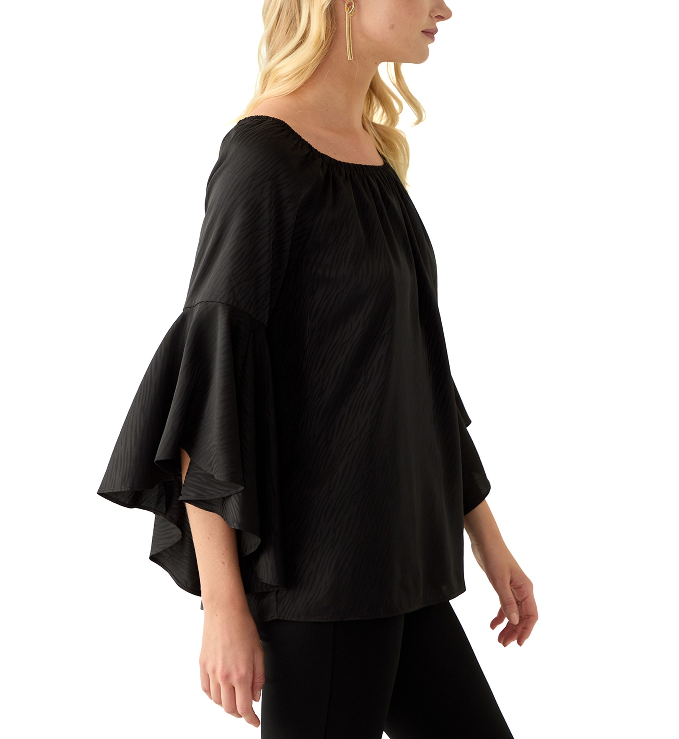 Womens Tulip Sleeve Satin Blouse