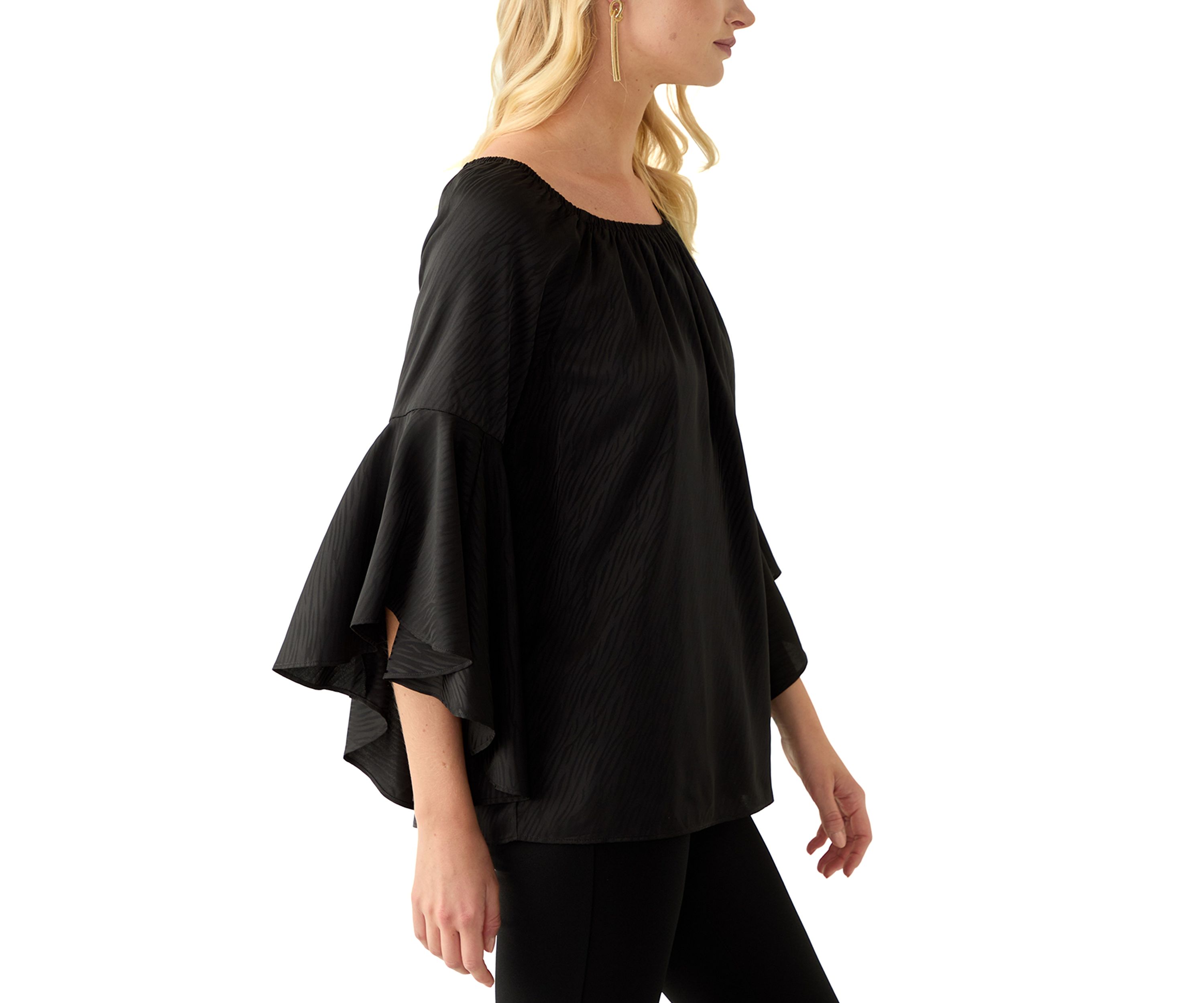 Womens Tulip Sleeve Satin Blouse
