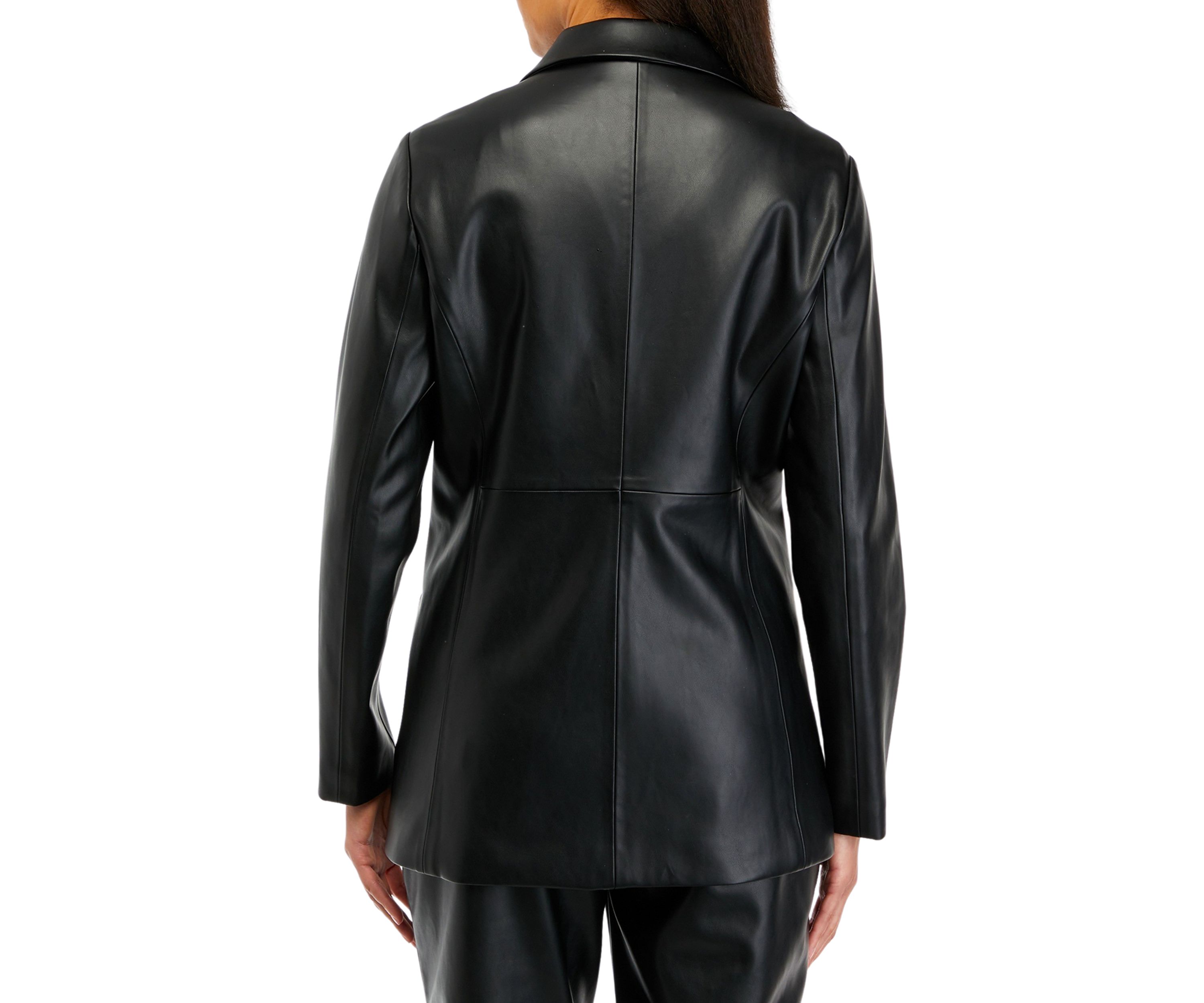 Womens Vegan Leather Blazer