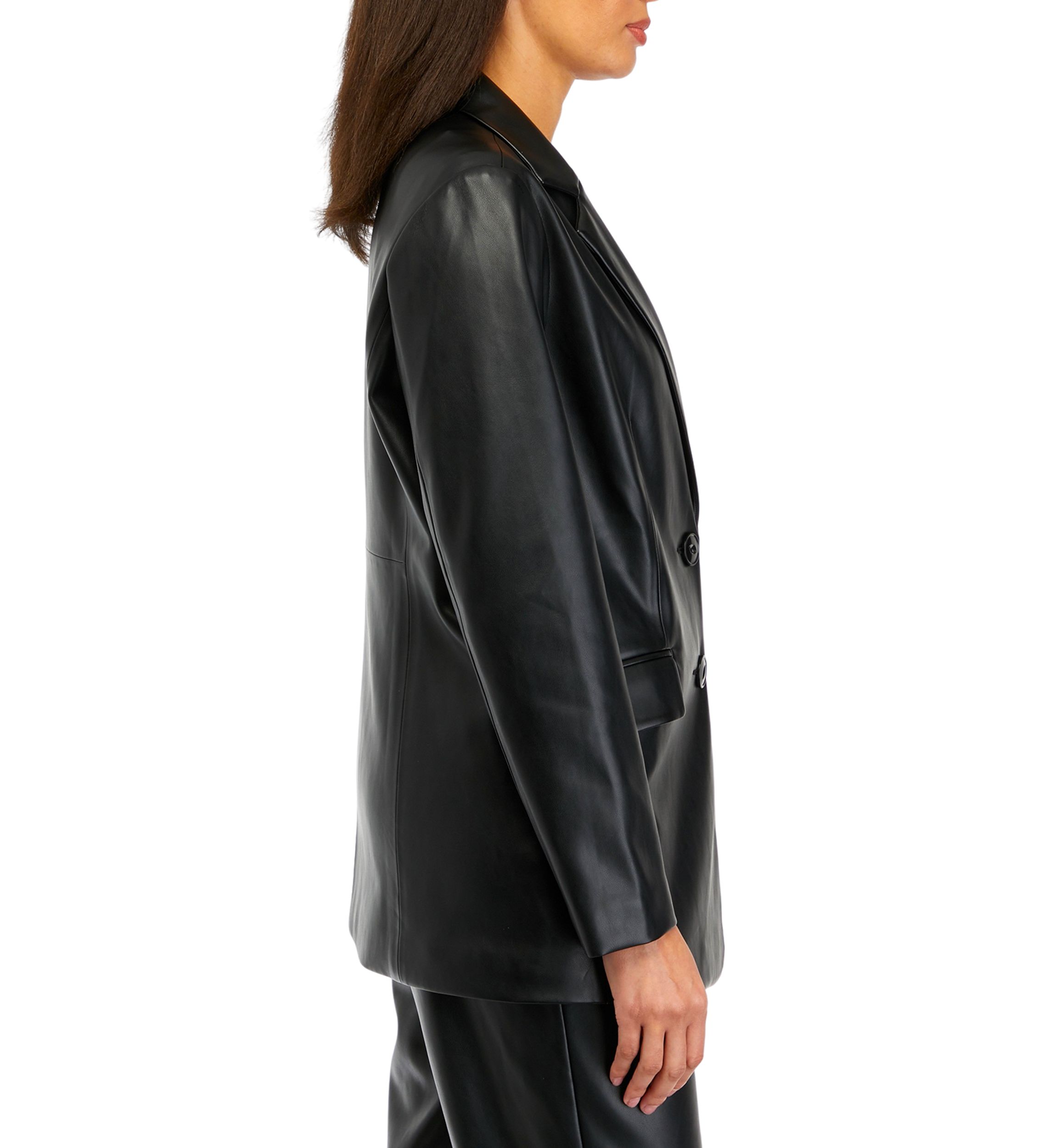 Womens Vegan Leather Blazer
