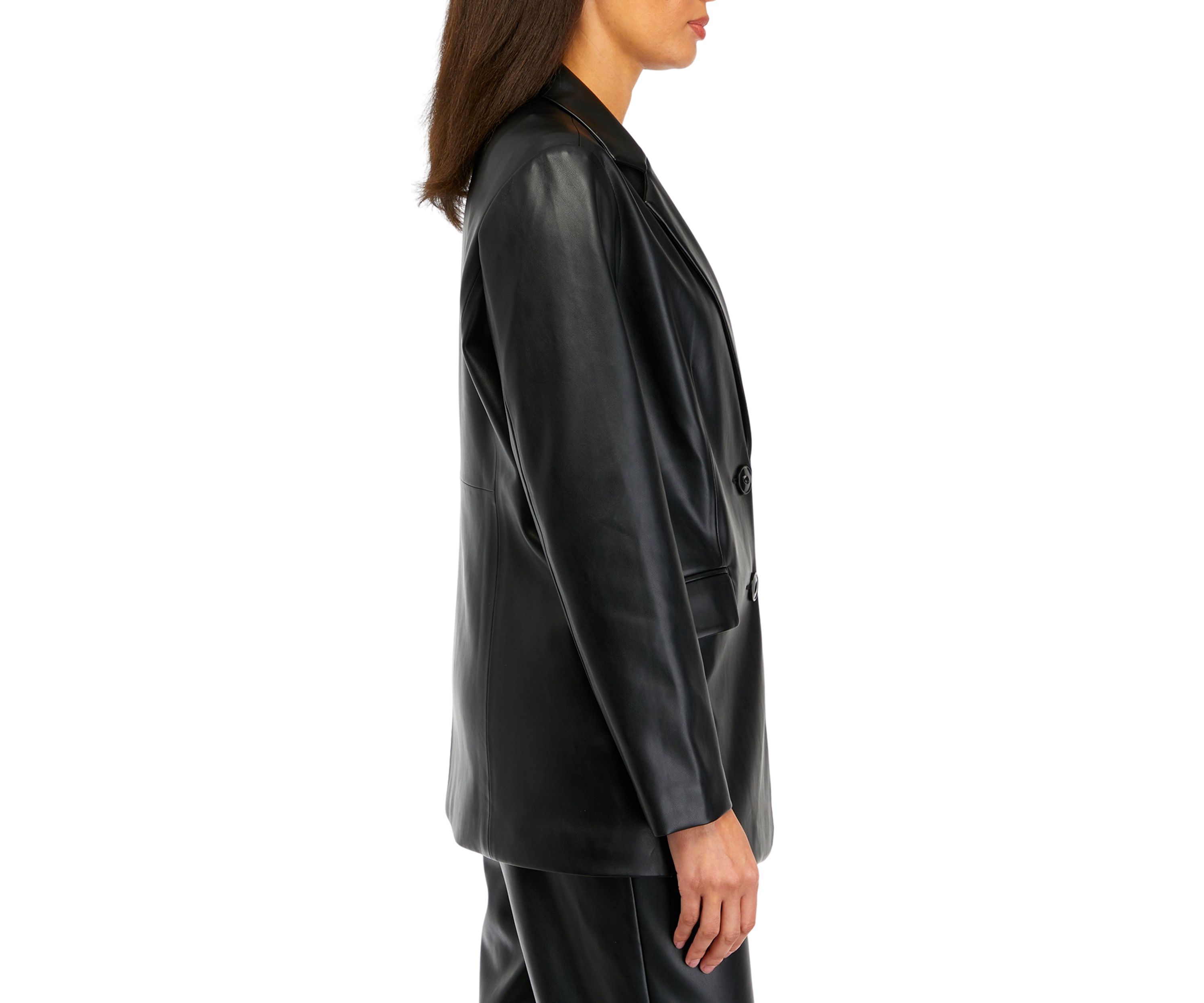 Womens Vegan Leather Blazer