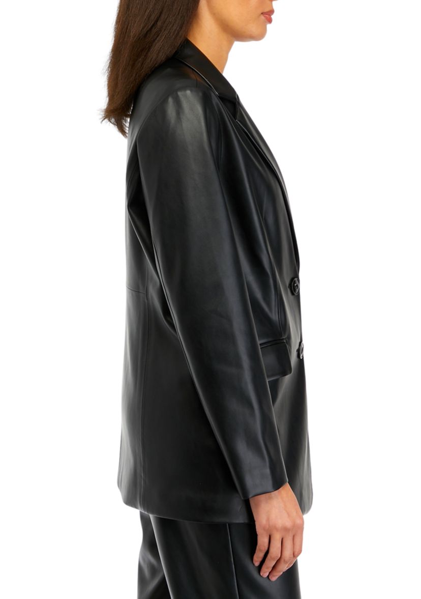 Womens Vegan Leather Blazer