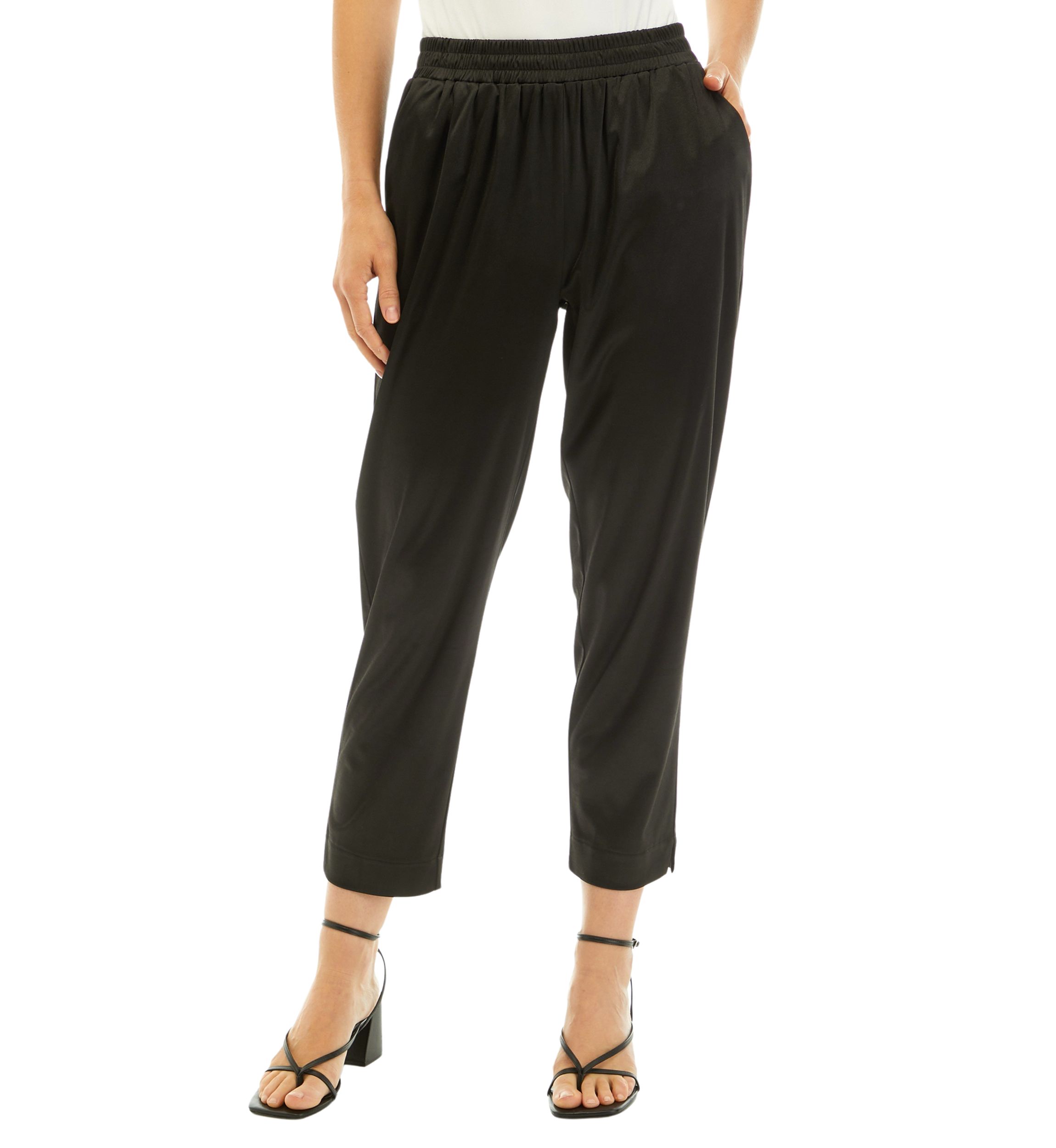Womens Pull On Satin Knit Pants