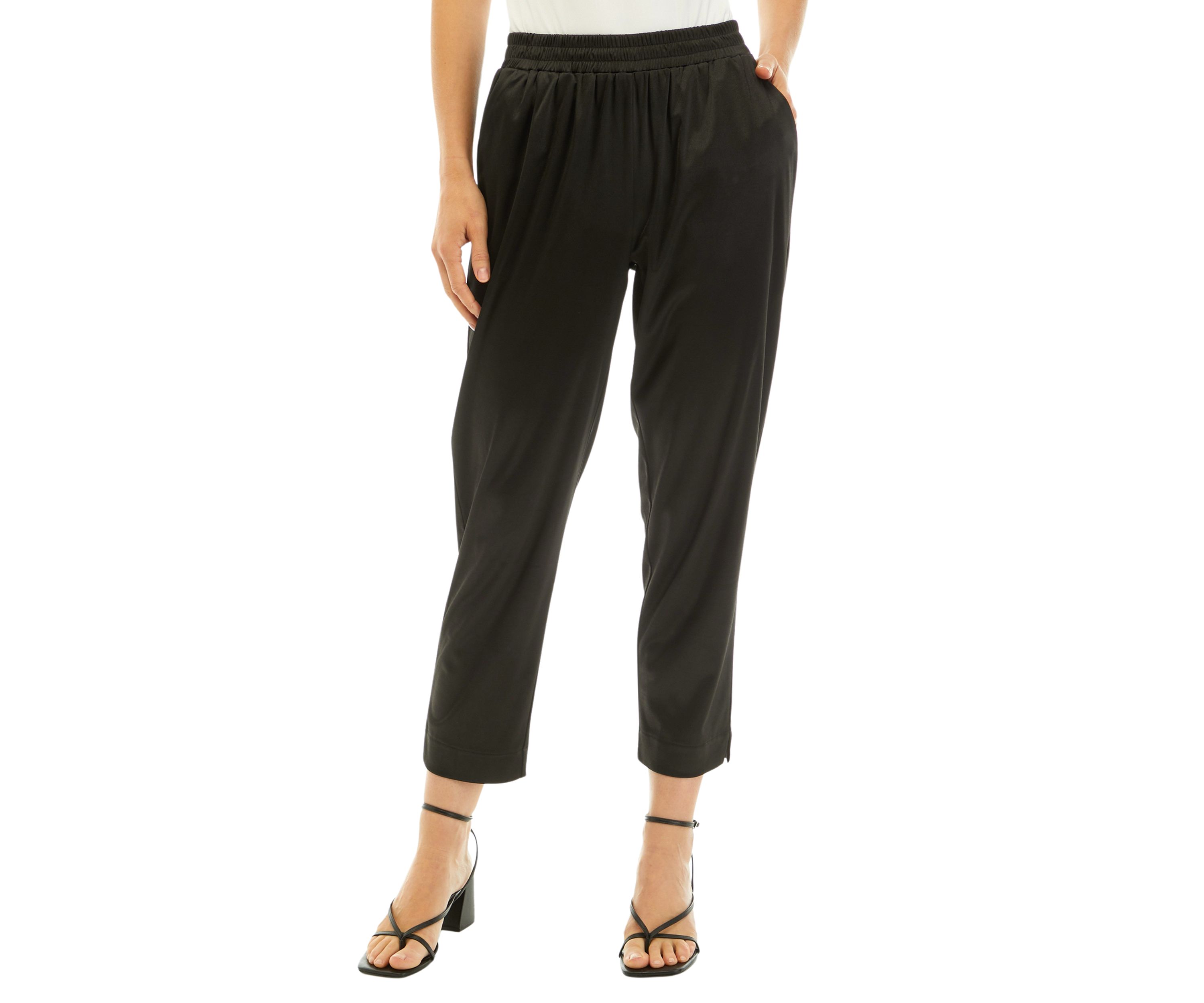 Womens Pull On Satin Knit Pants