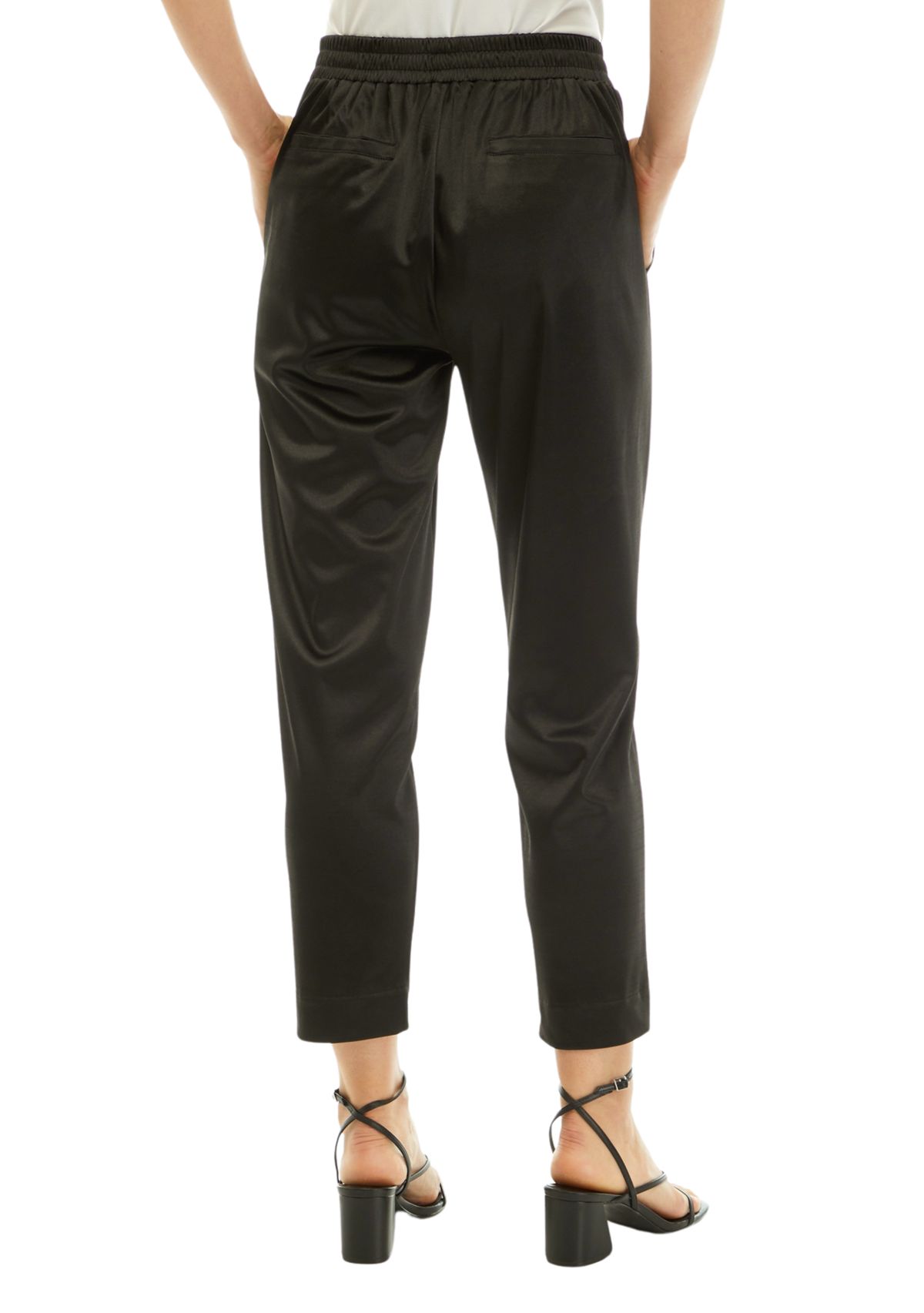 Womens Pull On Satin Knit Pants