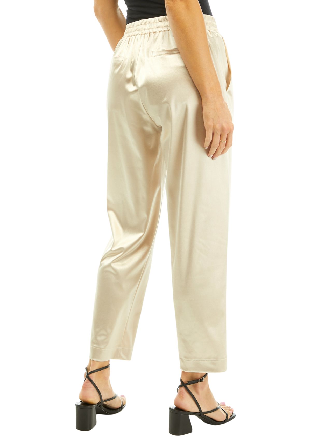 Womens Pull On Satin Knit Pants